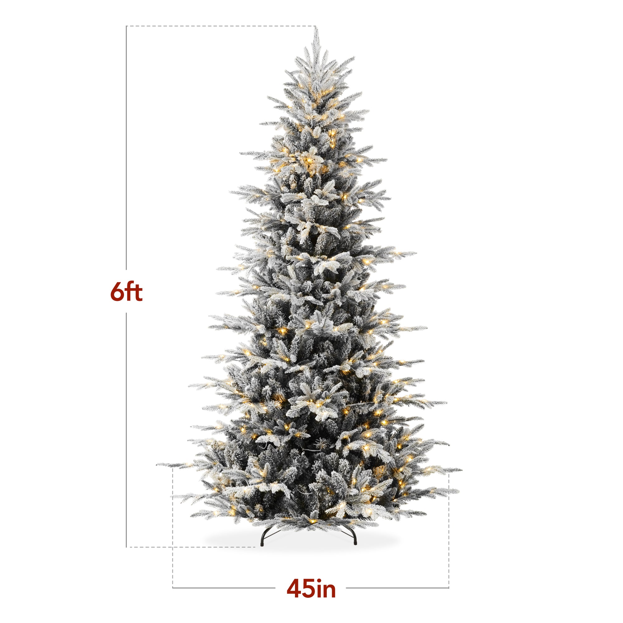 Pre-Lit Flocked Artificial Aspen Noble Fir Christmas Tree w/ Metal Stand - Image 38
