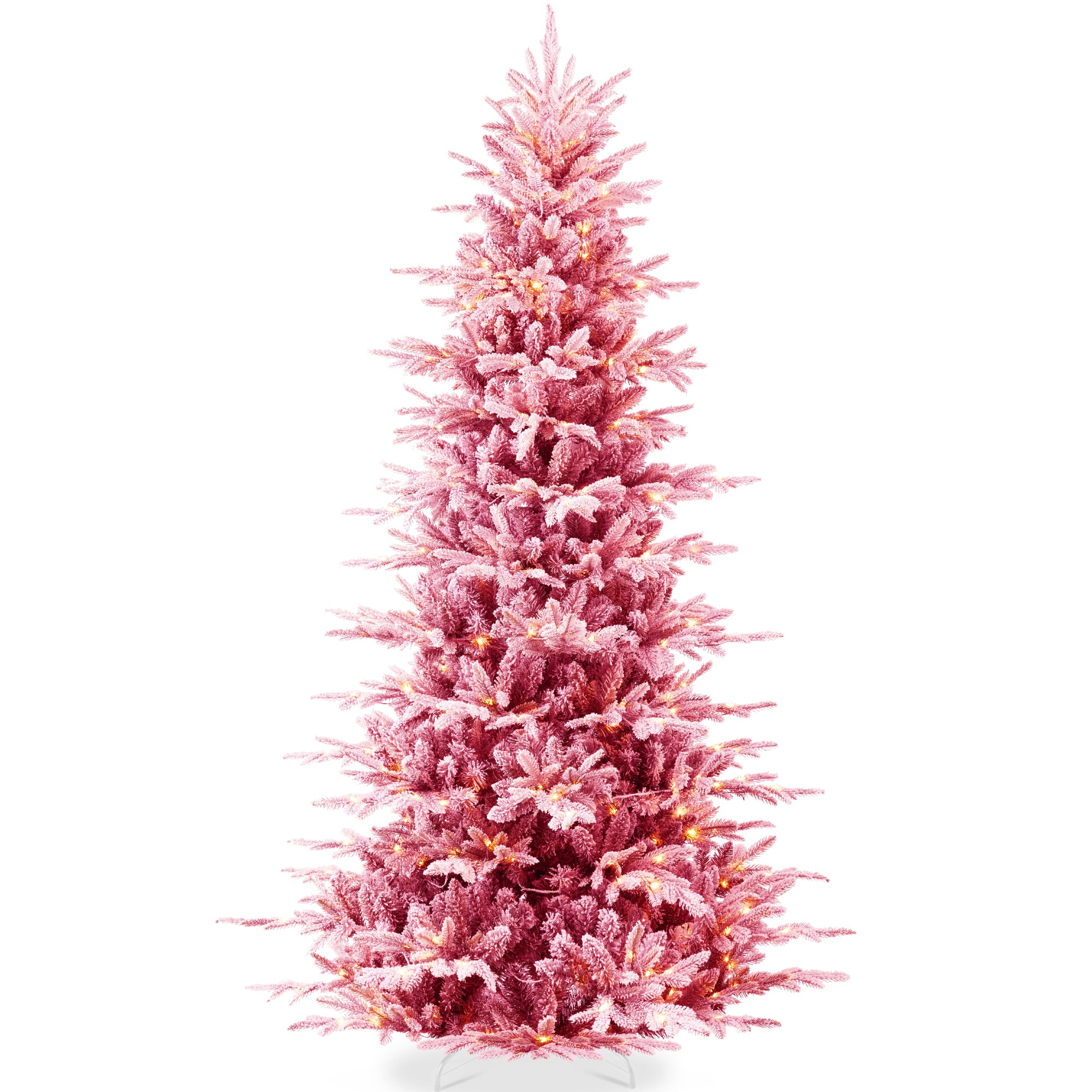 Pre-Lit Flocked Artificial Aspen Noble Fir Christmas Tree w/ Metal Stand - Image 28