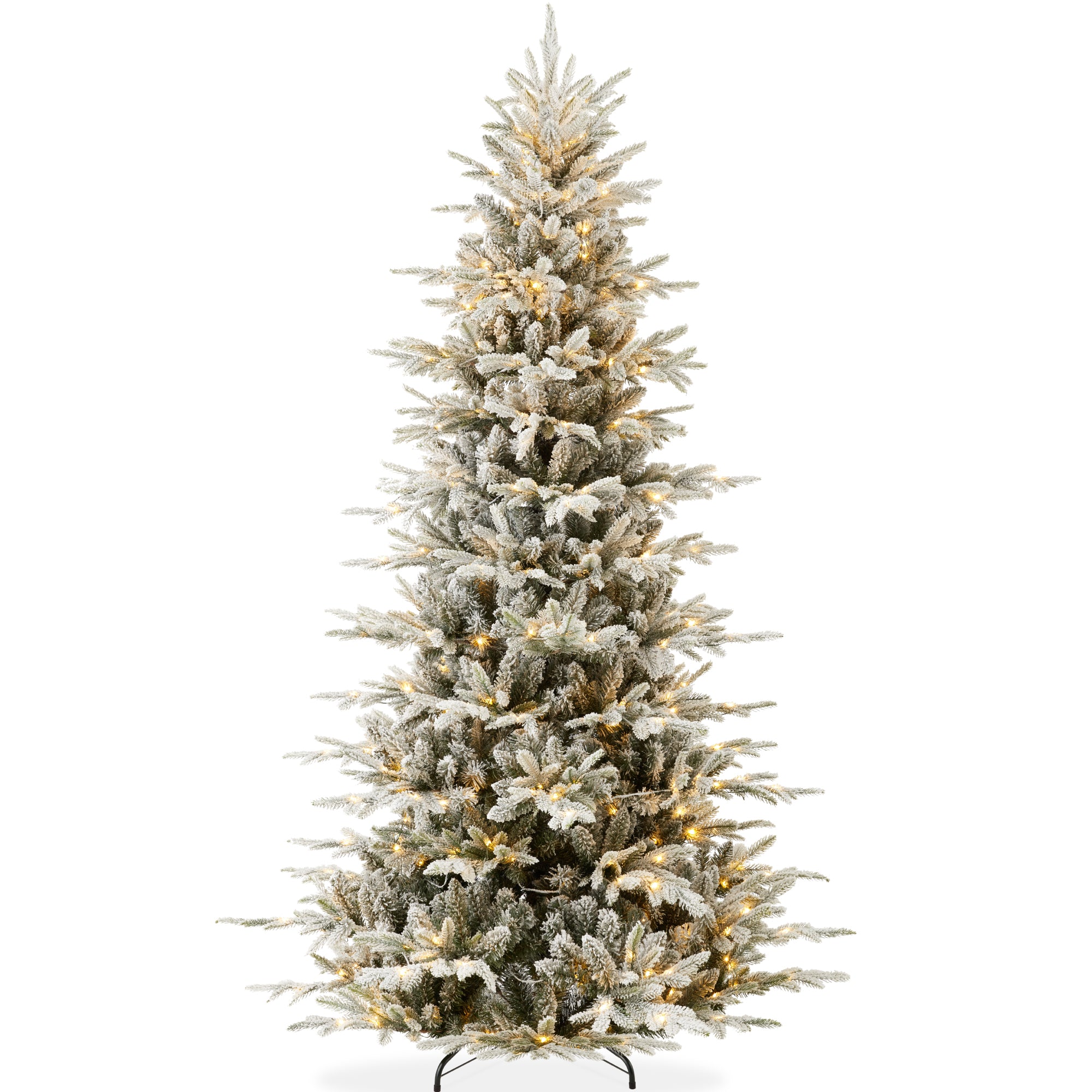 Pre-Lit Flocked Artificial Aspen Noble Fir Christmas Tree w/ Metal Stand - Image 28