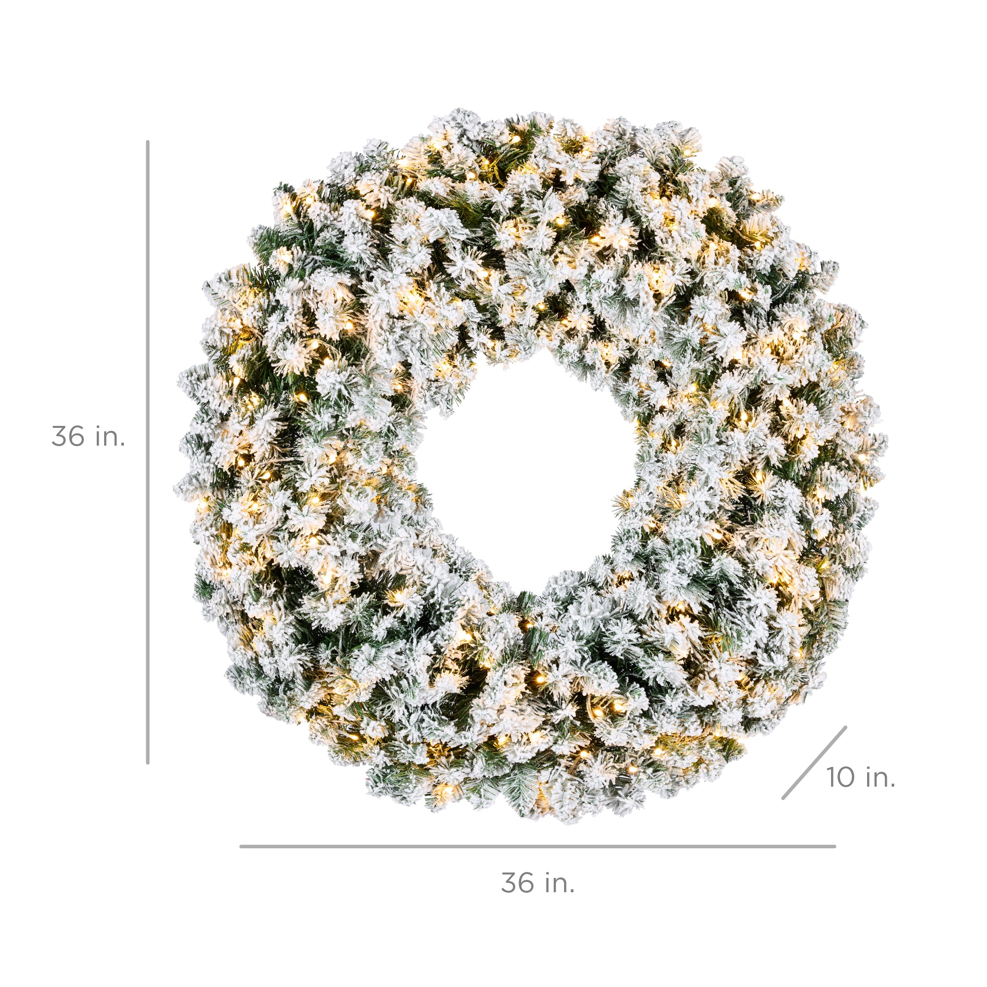 Pre-Lit Flocked Artificial Fir Christmas Wreath w/ 2-in-1 LED Lights - Image 14