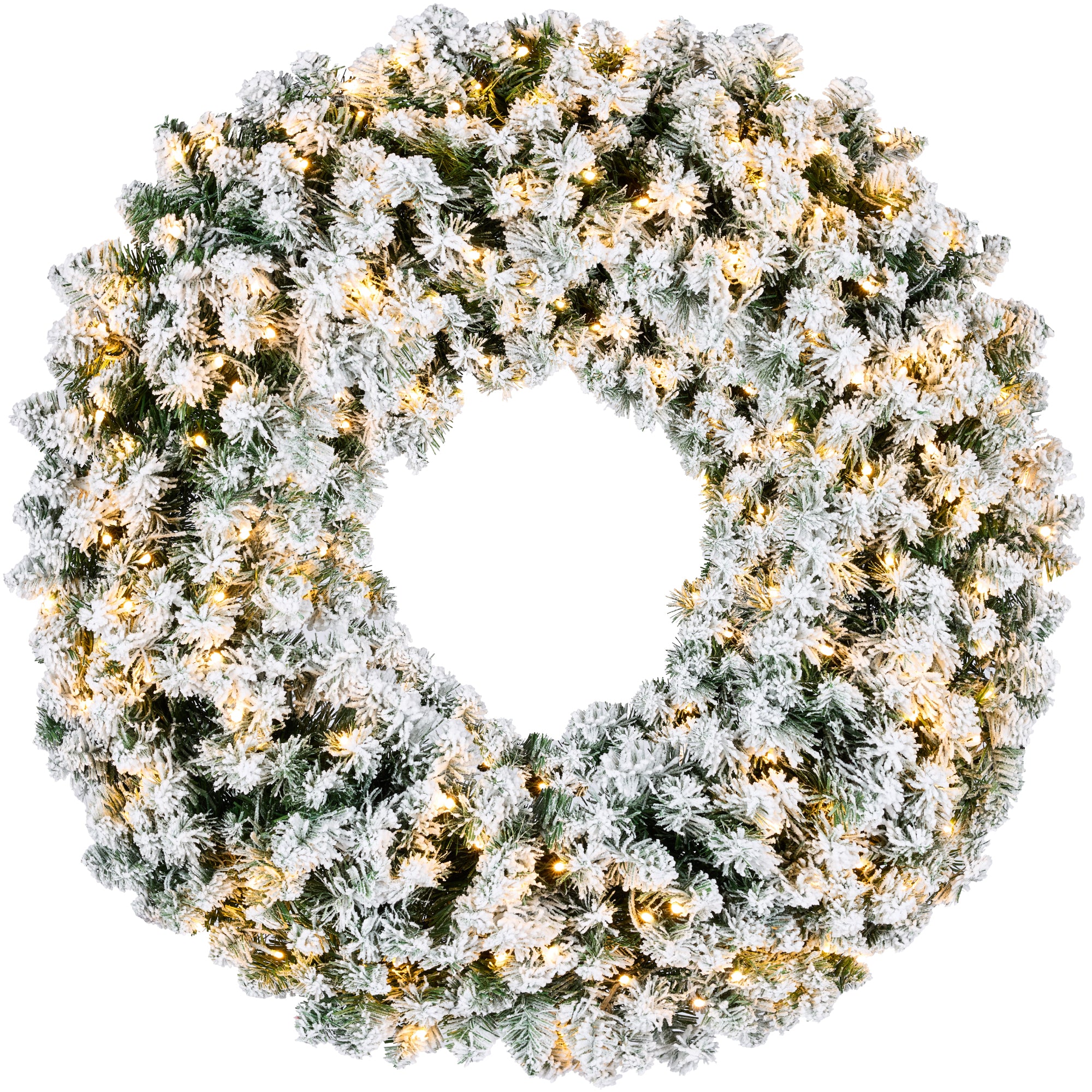 Pre-Lit Flocked Artificial Fir Christmas Wreath w/ 2-in-1 LED Lights - Image 15