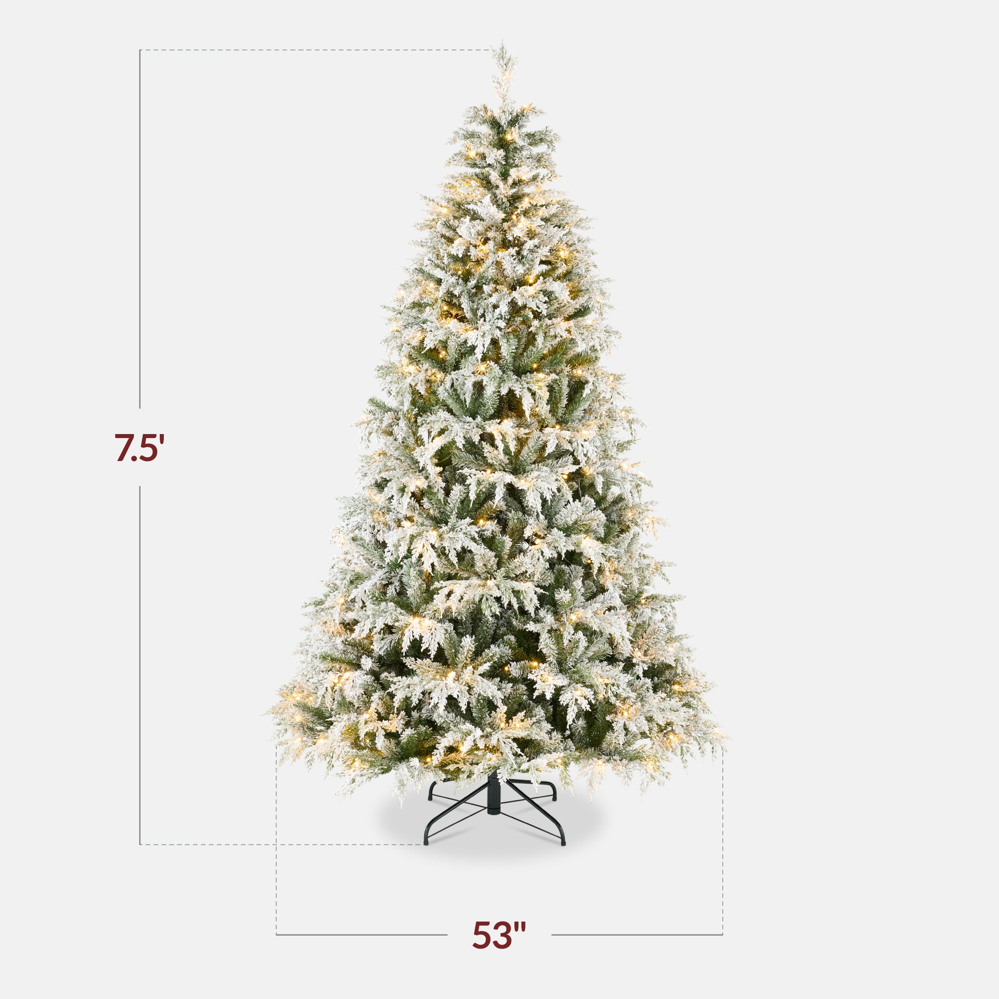 Pre-Lit Flocked Cedar Cypress Christmas Tree w/ Twinkling Lights - Image 10