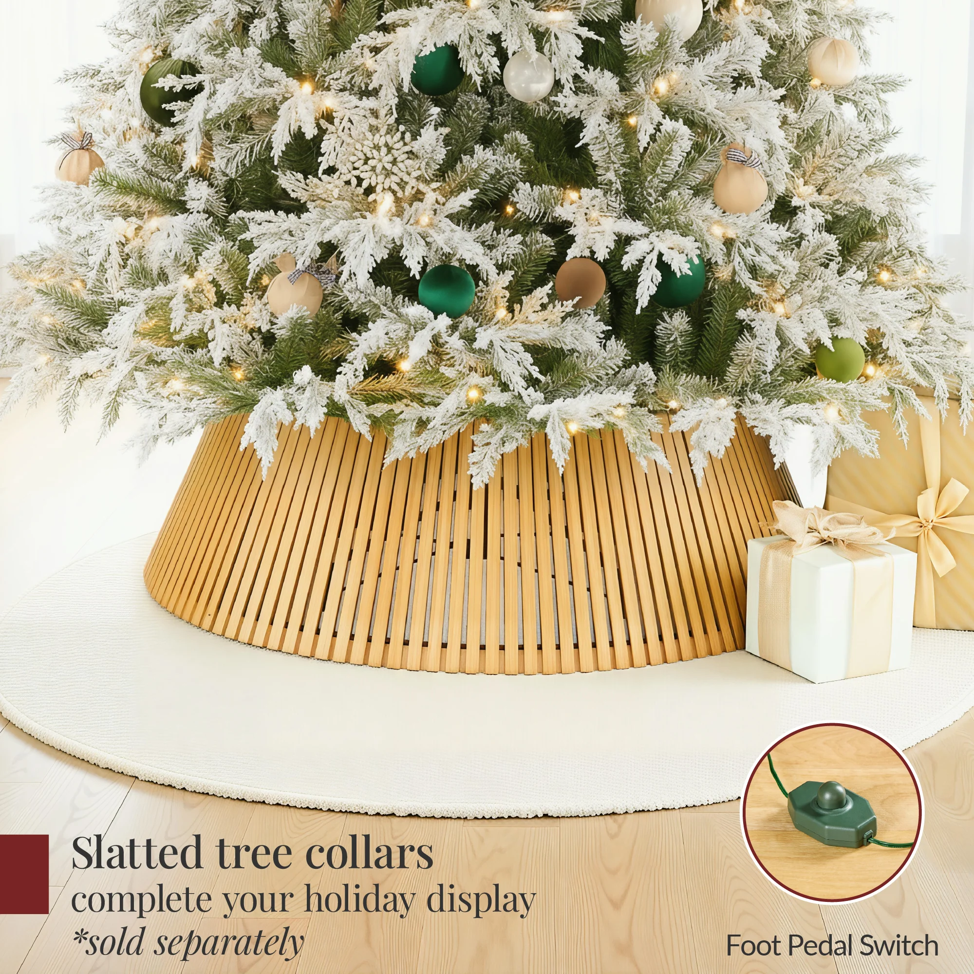 Pre-Lit Flocked Cedar Cypress Christmas Tree w/ Twinkling Lights - Image 8