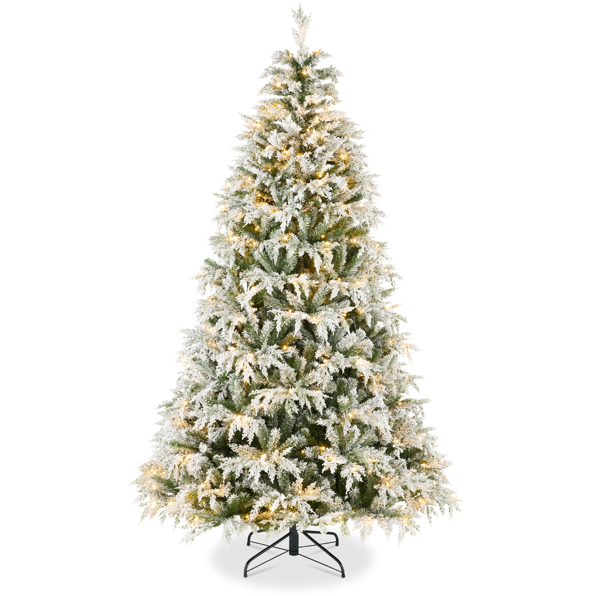 Pre-Lit Flocked Cedar Cypress Christmas Tree w/ Twinkling Lights - Image 9