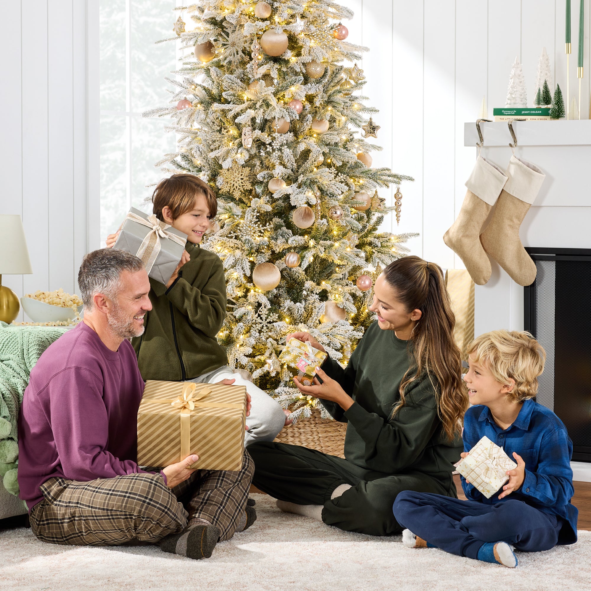 Pre-Lit Flocked Full Aspen Christmas Tree w/ 2-in-1 Glowing LED Lights - Image 13