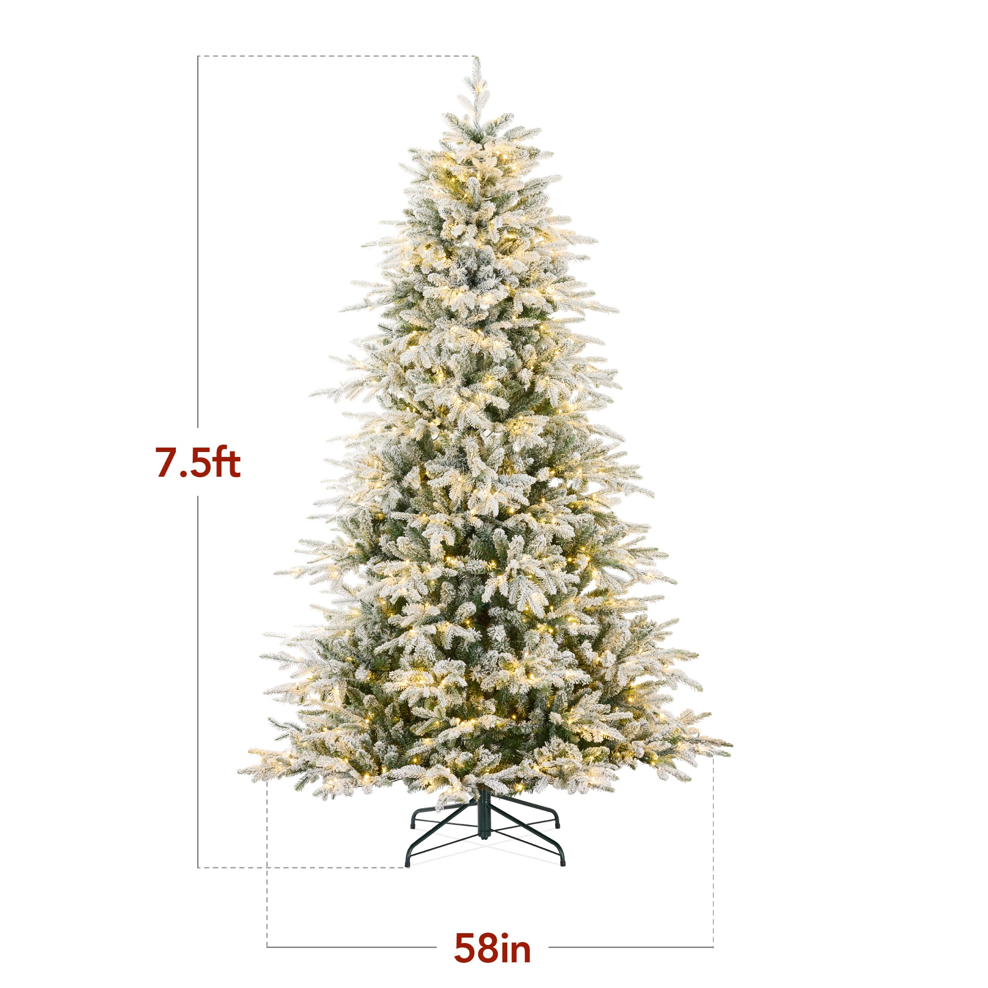 Pre-Lit Flocked Full Aspen Christmas Tree w/ 2-in-1 Glowing LED Lights - Image 9