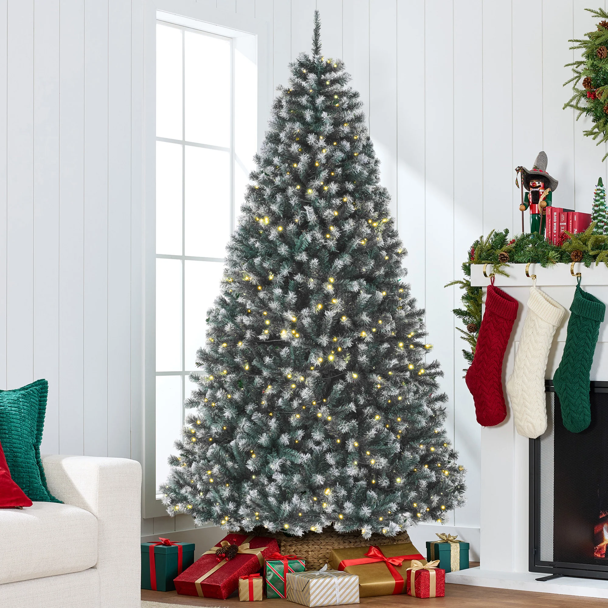Pre-Lit Frosted Artificial Blue Spruce Christmas Tree, w/Easy Assembly - Image 12