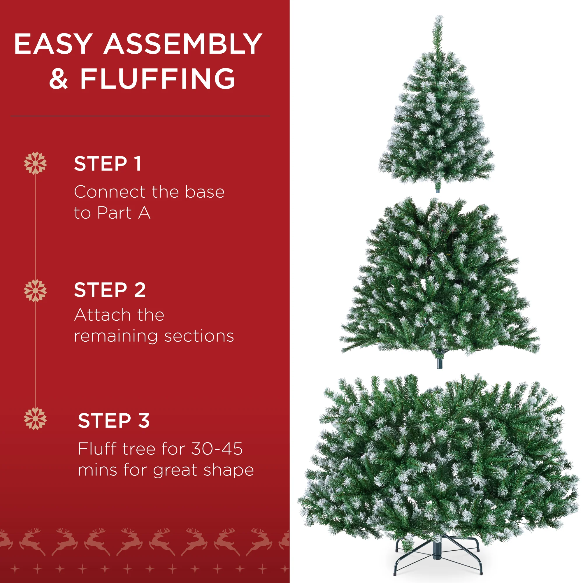 Pre-Lit Frosted Artificial Green Spruce Christmas Tree, w/Easy Assembly - Image 6