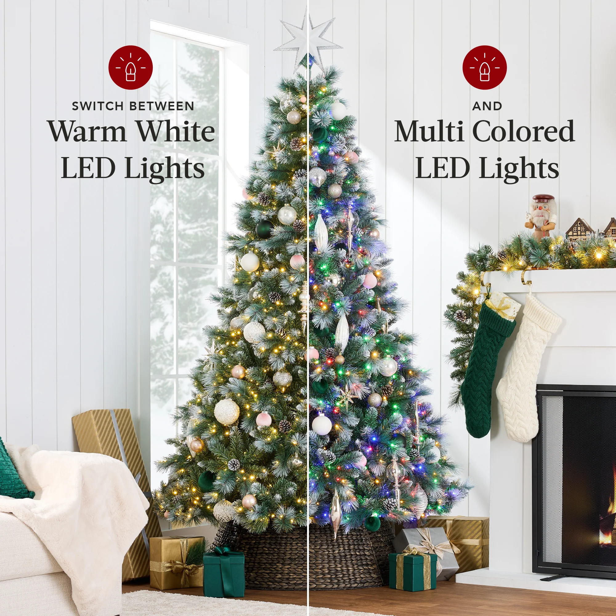 Pre-Lit Frosted Artificial Scotch Pine Christmas Tree w/ Metal Stand - Image 13