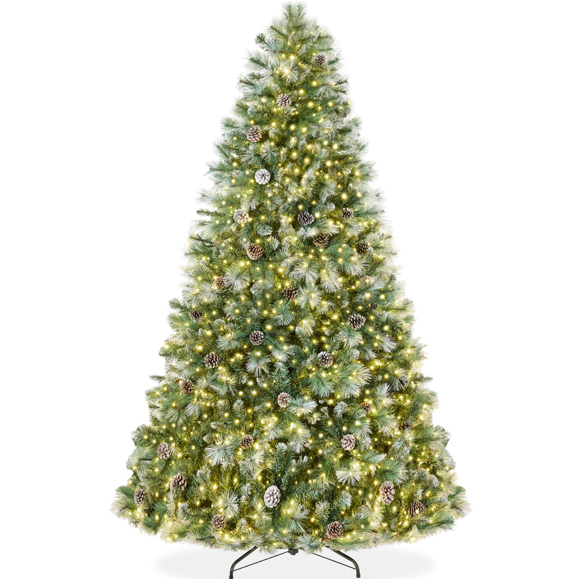 Pre-Lit Frosted Artificial Scotch Pine Christmas Tree w/ Metal Stand - Image 37