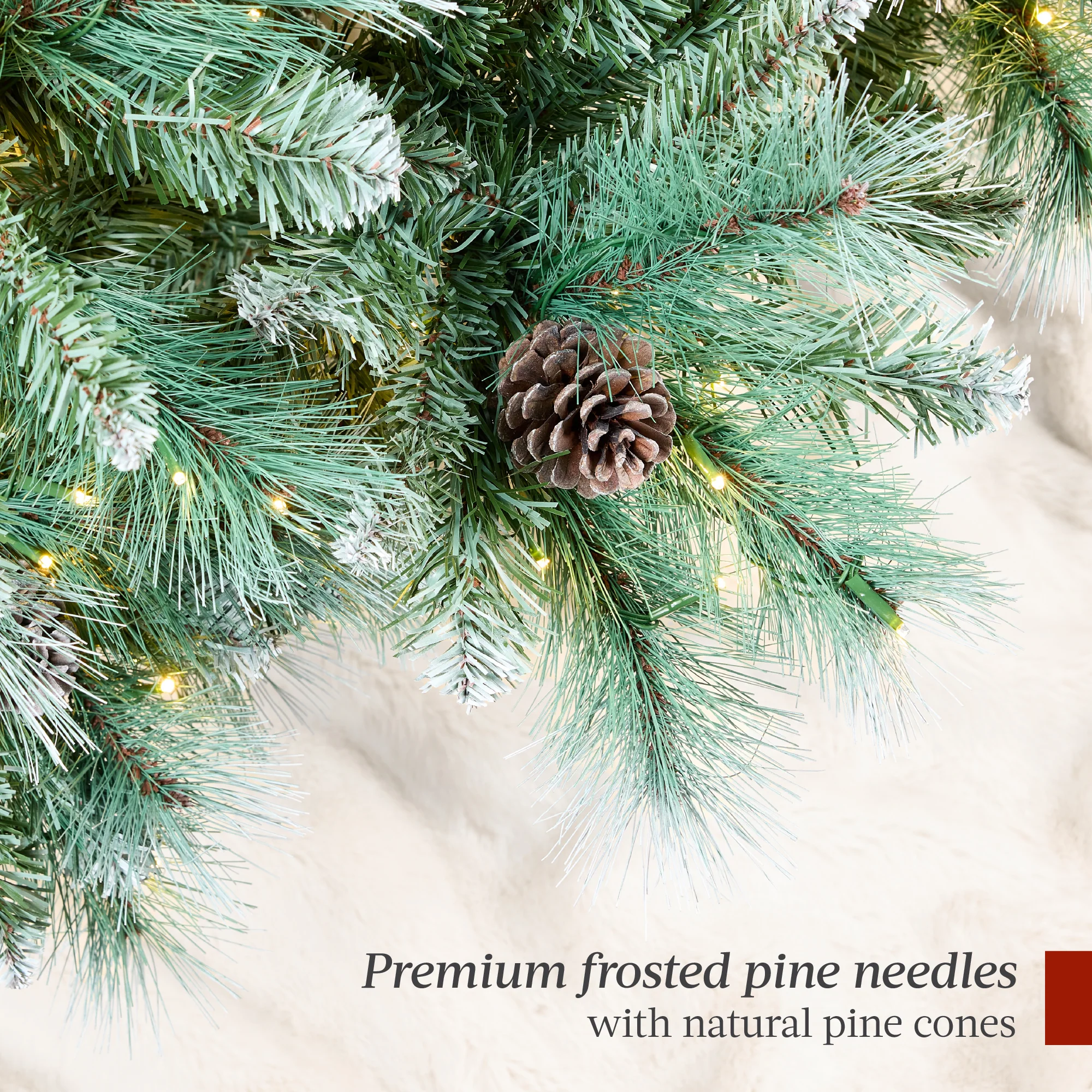Pre-Lit Frosted Artificial Scotch Pine Christmas Tree w/ Metal Stand - Image 43