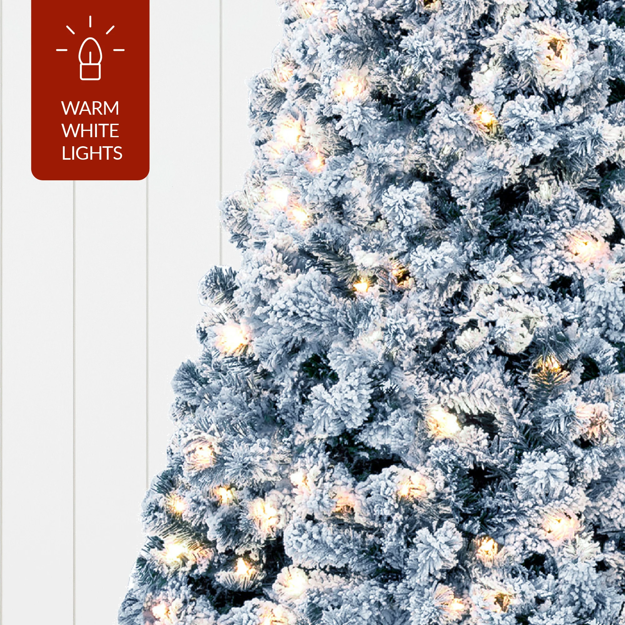 Pre-Lit Ice Blue Flocked Artificial Pine Christmas Tree w/ White Lights - Image 7