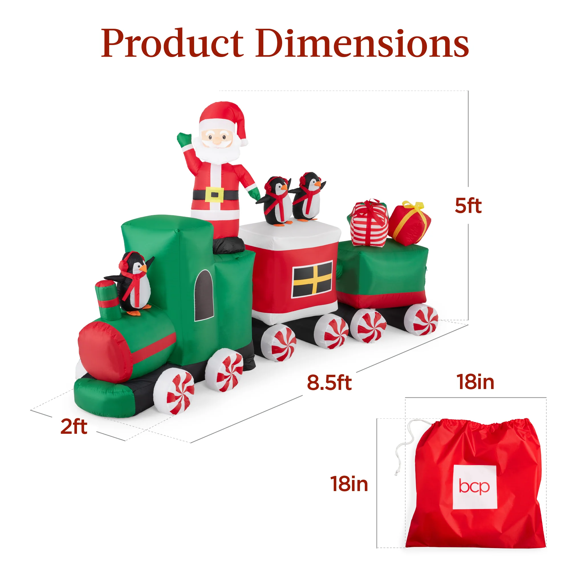 Pre-lit Inflatable Christmas Train & Animated Santa Claus - 8.5ft - Image 7