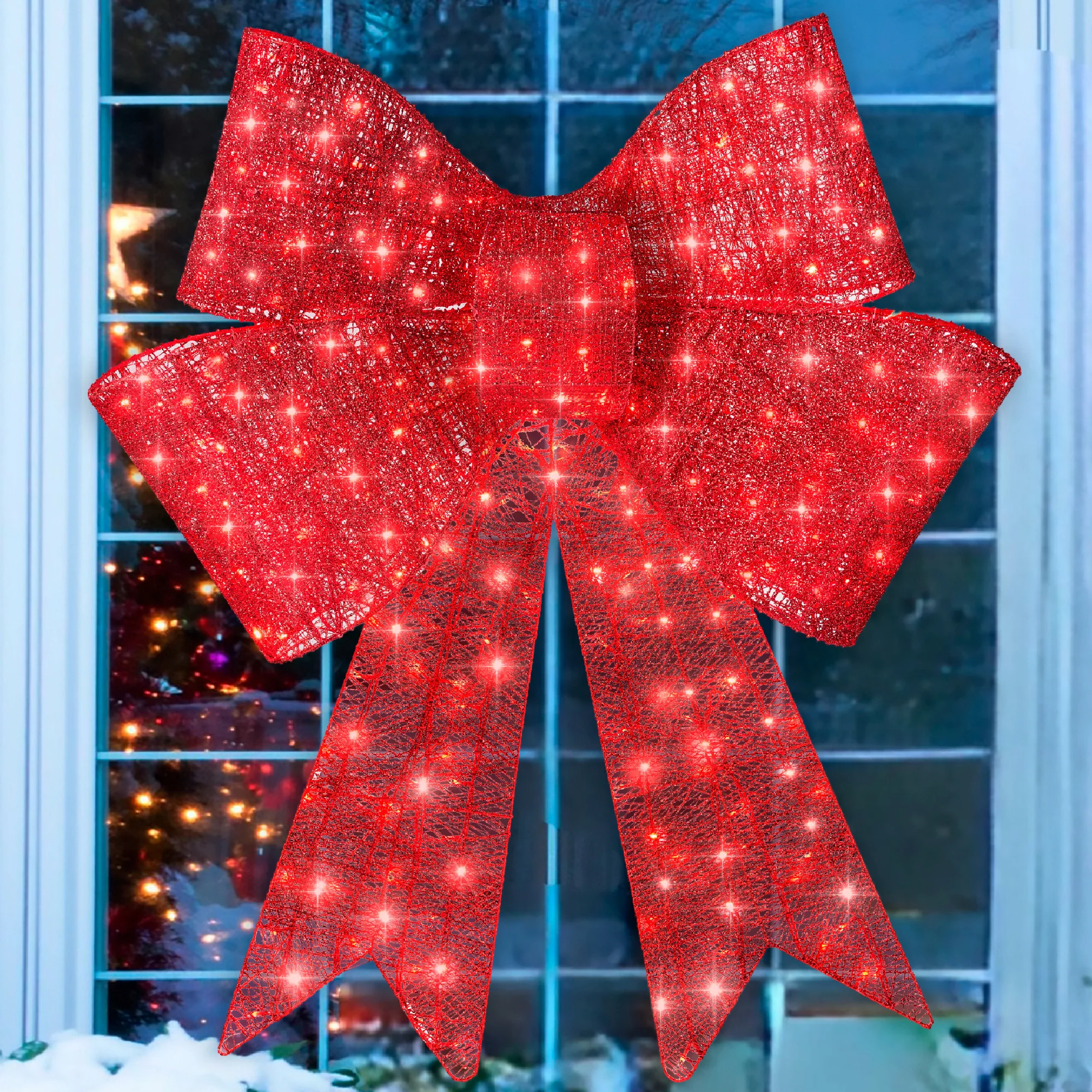 Pre-Lit Large Christmas Bow Decoration, Holiday Decor w/ 8 Functions - Image 15