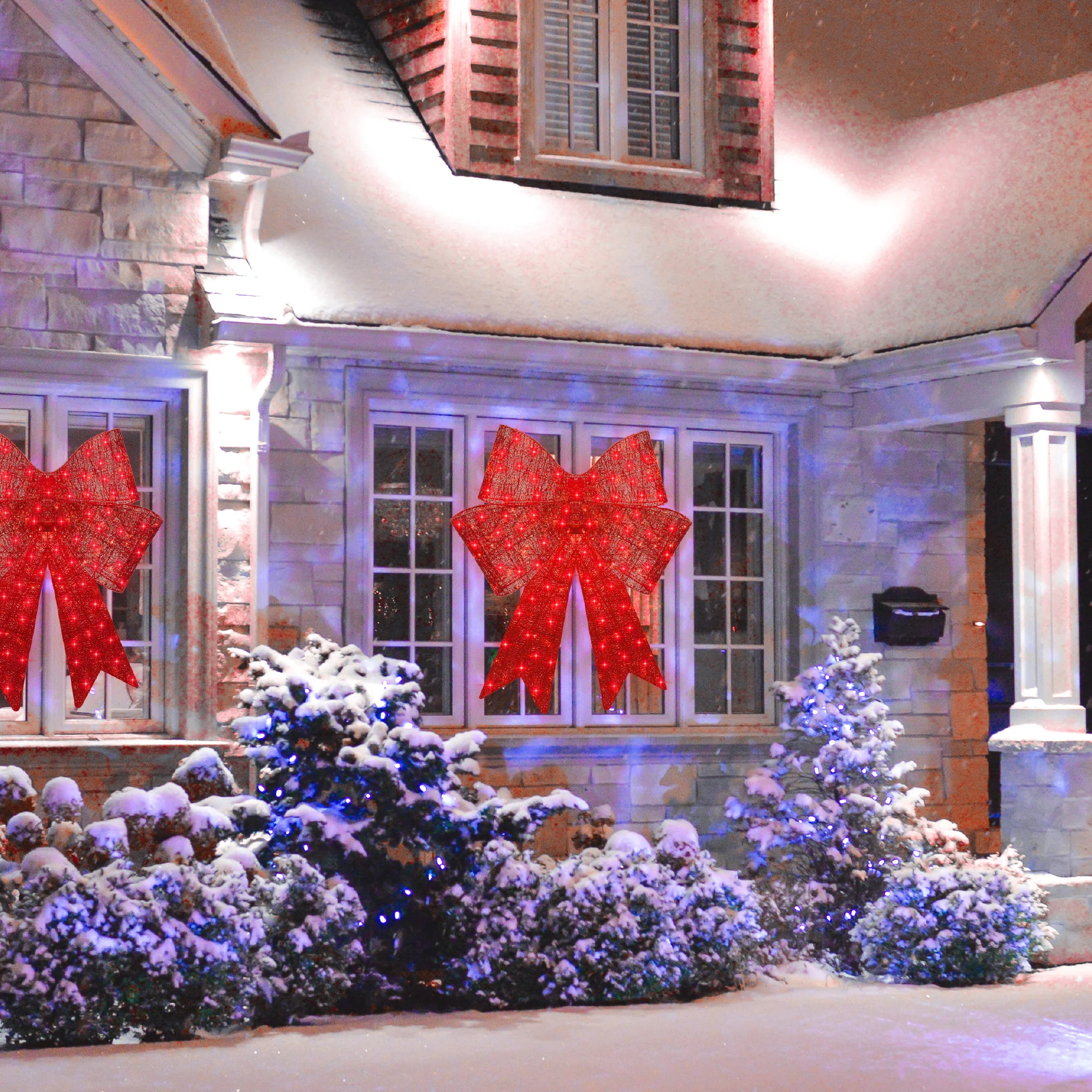 Pre-Lit Large Christmas Bow Decoration, Holiday Decor w/ 8 Functions - Image 16