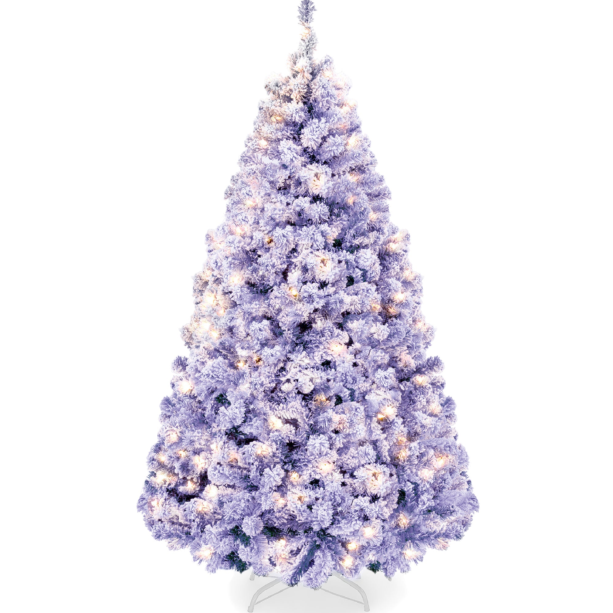 Pre-Lit Lavender Flocked Artificial Pine Christmas Tree w/ White Lights - Image 17
