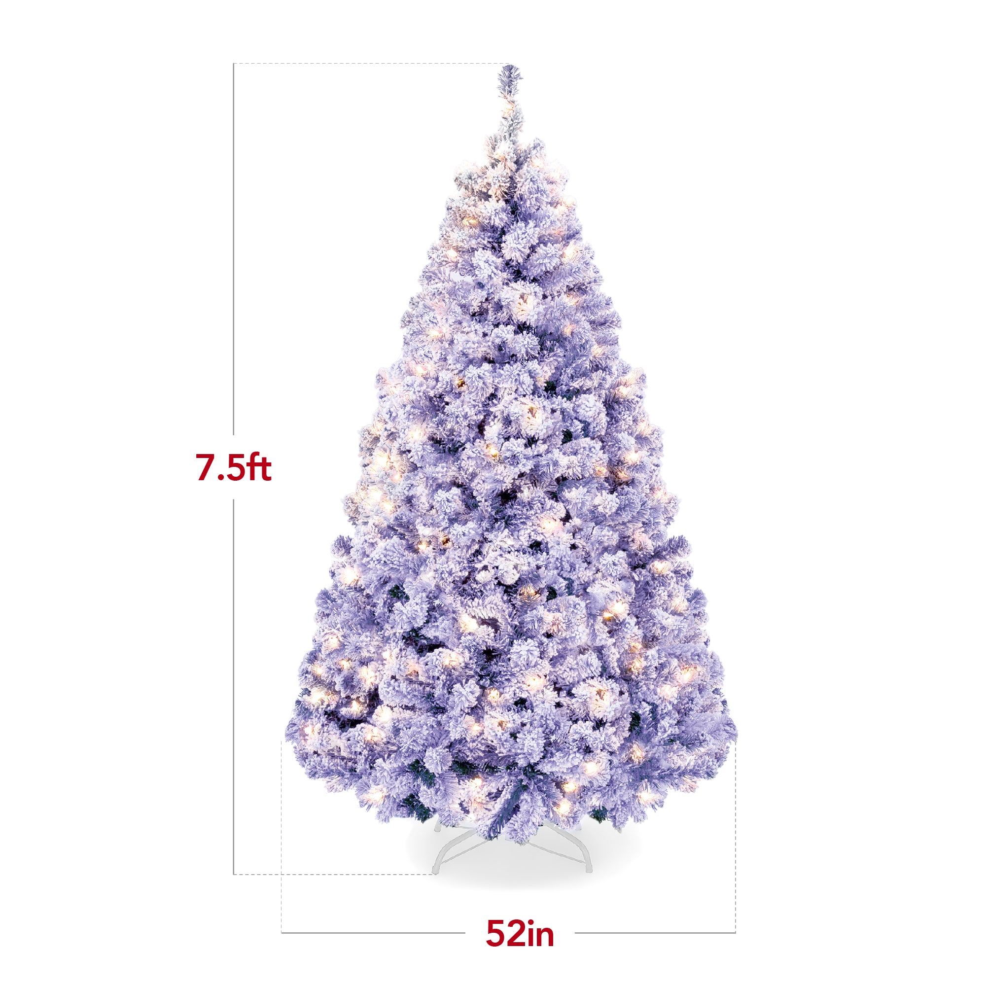 Pre-Lit Lavender Flocked Artificial Pine Christmas Tree w/ White Lights - Image 18