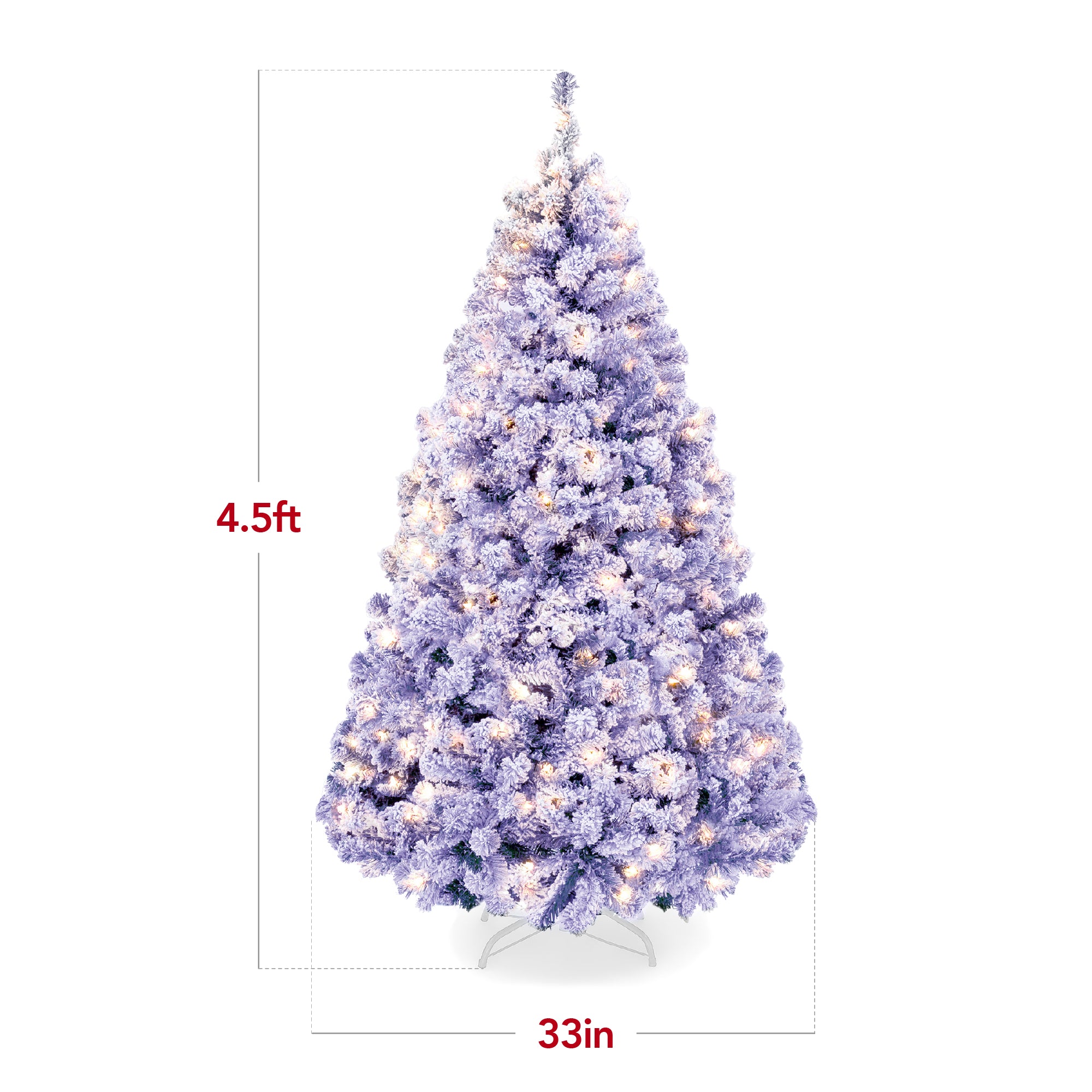 Pre-Lit Lavender Flocked Artificial Pine Christmas Tree w/ White Lights - Image 2