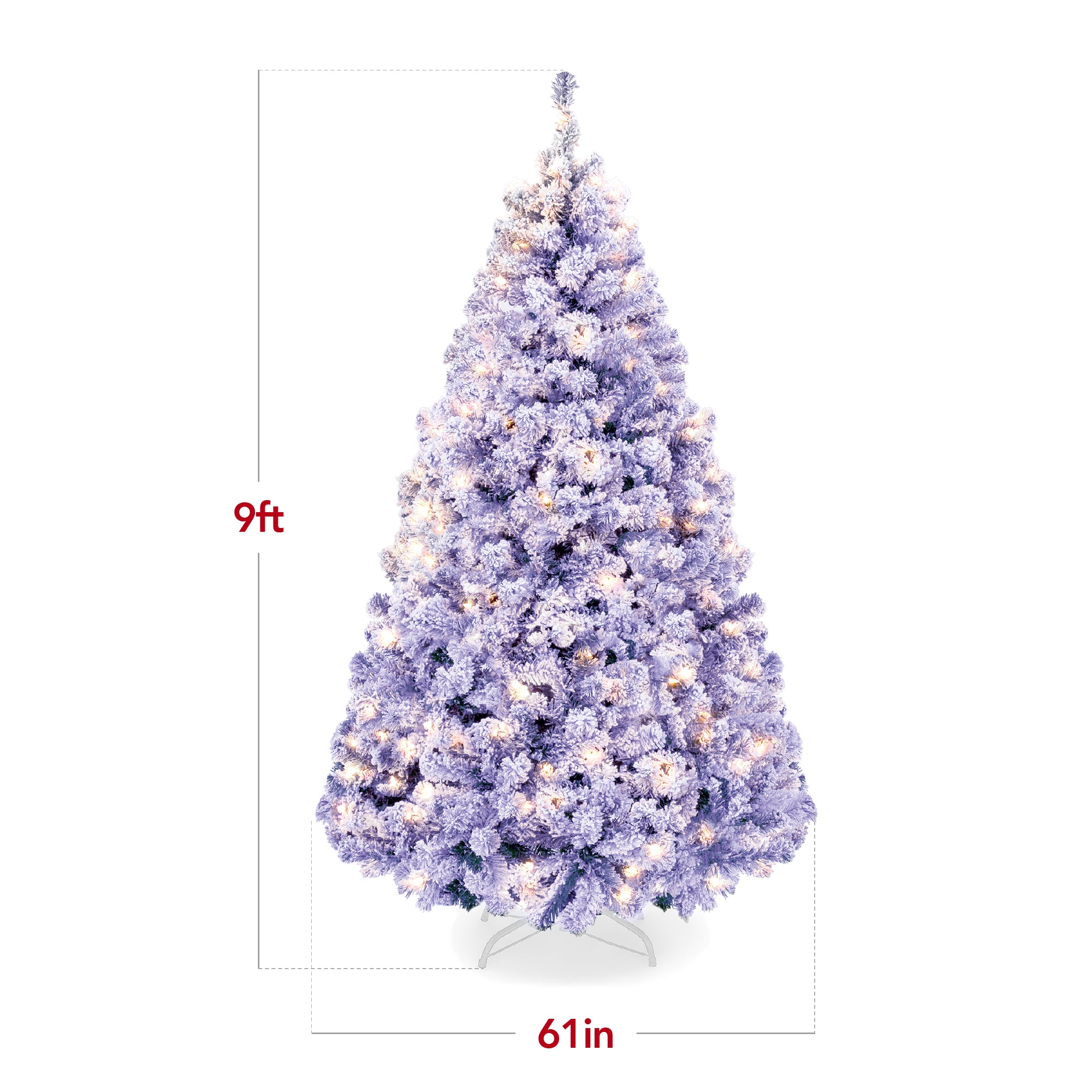 Pre-Lit Lavender Flocked Artificial Pine Christmas Tree w/ White Lights - Image 26