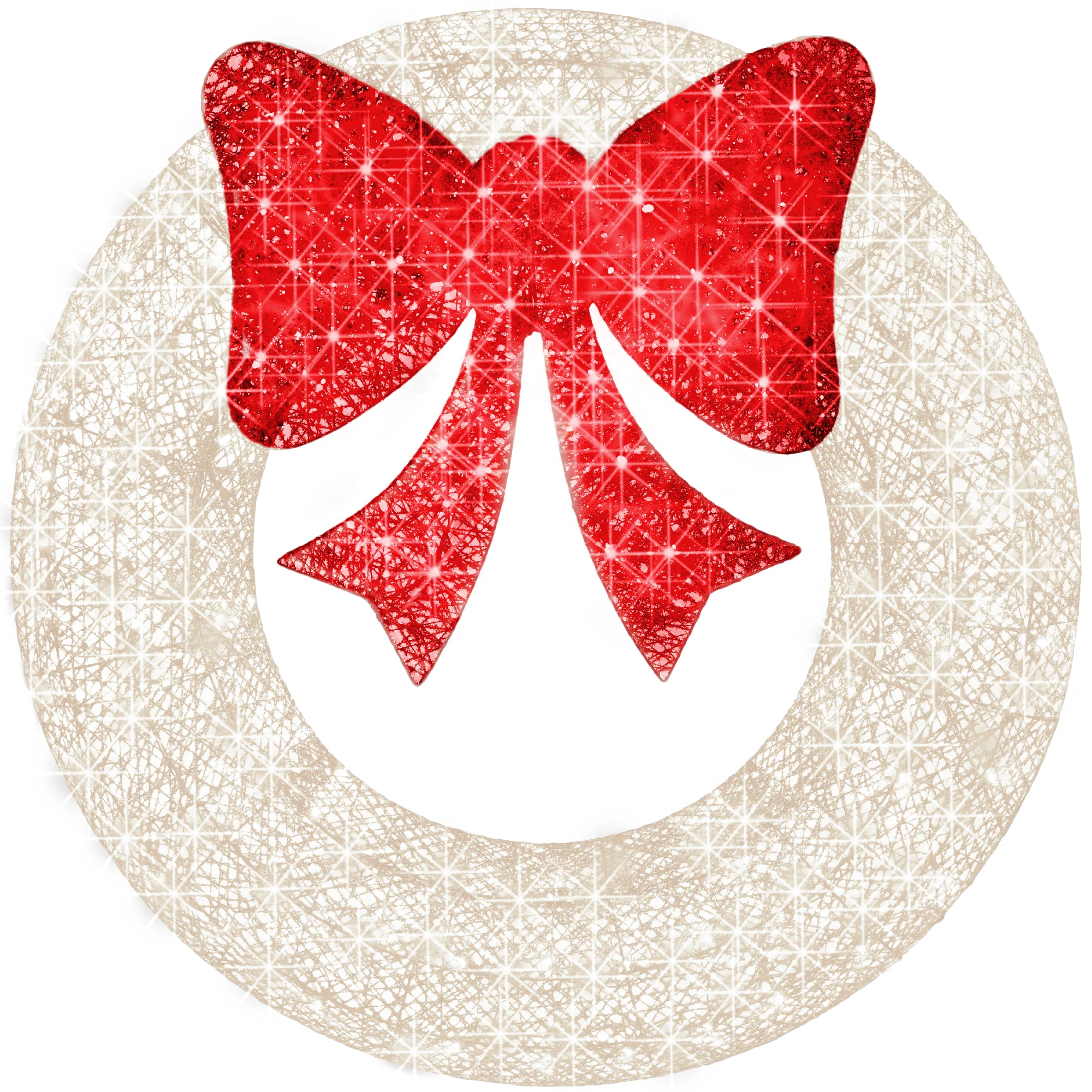 Pre-Lit Outdoor Christmas Wreath, LED Metal Holiday Decor w/ Bow - 48in - Image 22