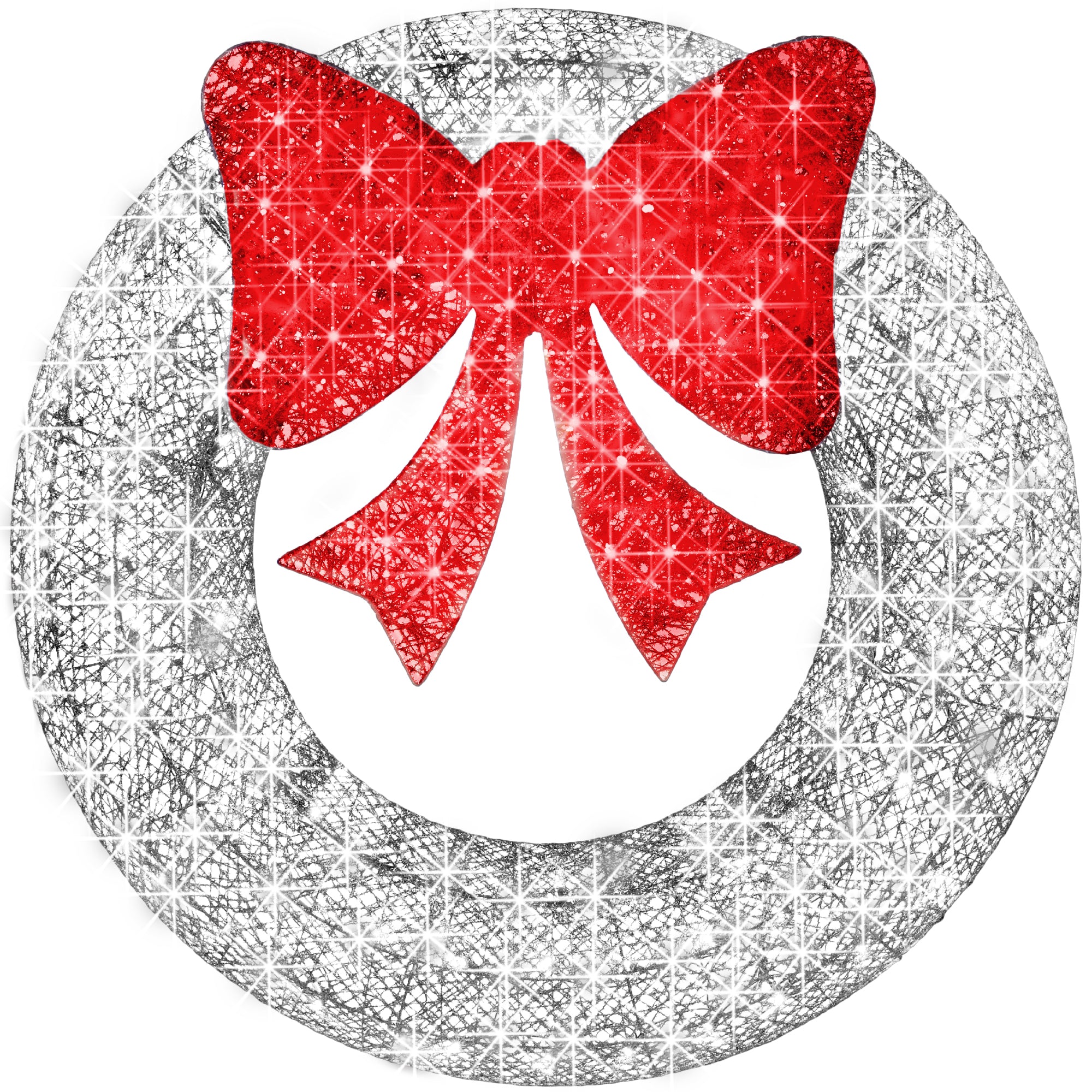 Pre-Lit Outdoor Christmas Wreath, LED Metal Holiday Decor w/ Bow - 60in - Image 8