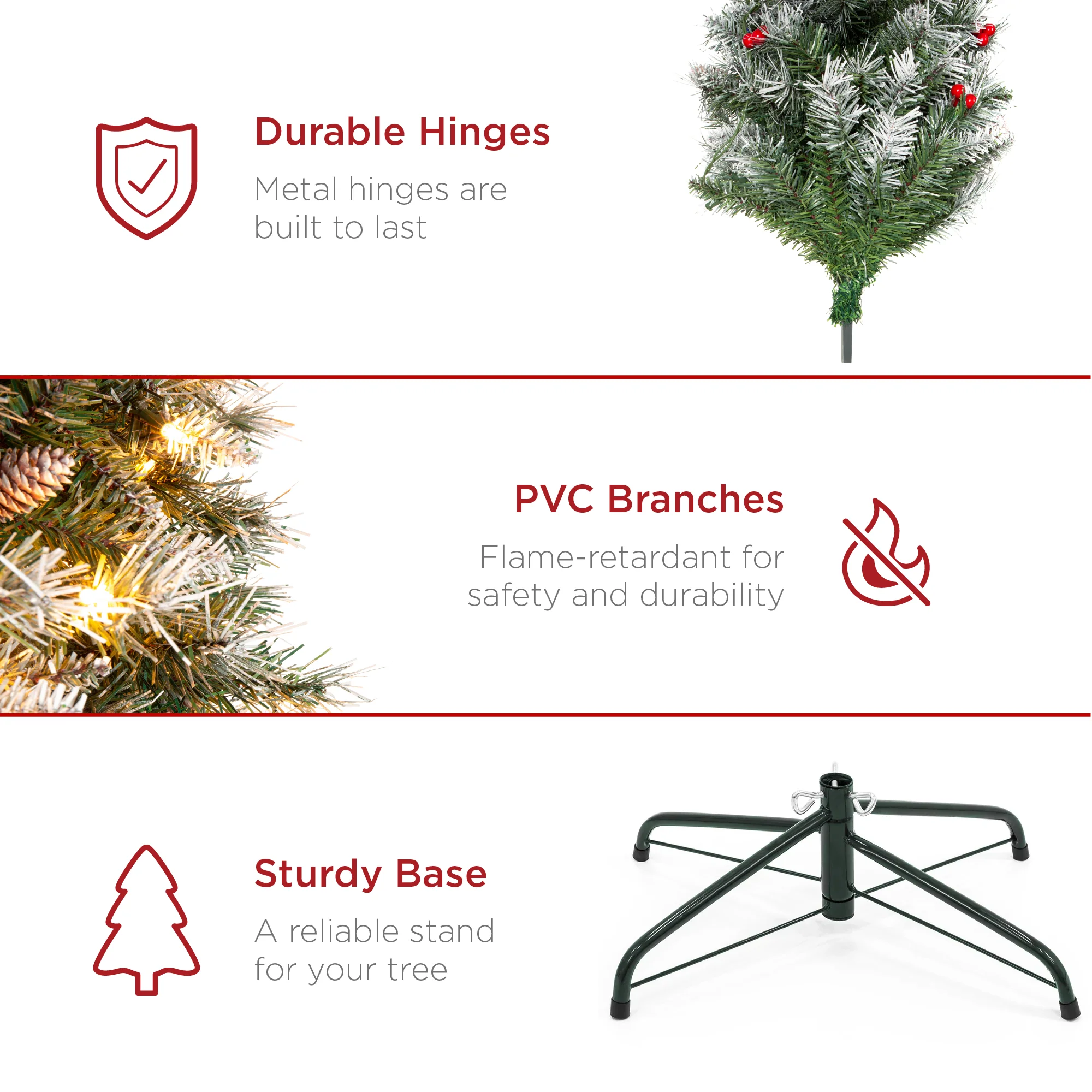 Pre-Lit Partially Flocked Spruce Pencil Tree w/ Berries, Pine Cones - Image 27