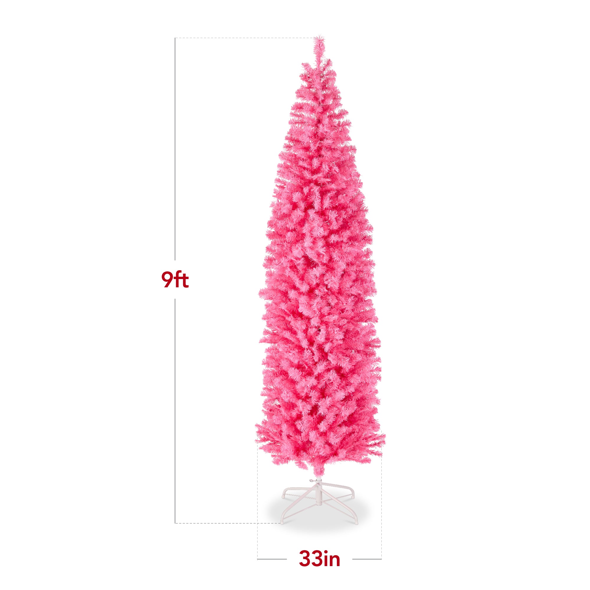Pre-Lit Pink Artificial Pencil Holiday Tree w/ Warm White Lights, Stand - Image 14