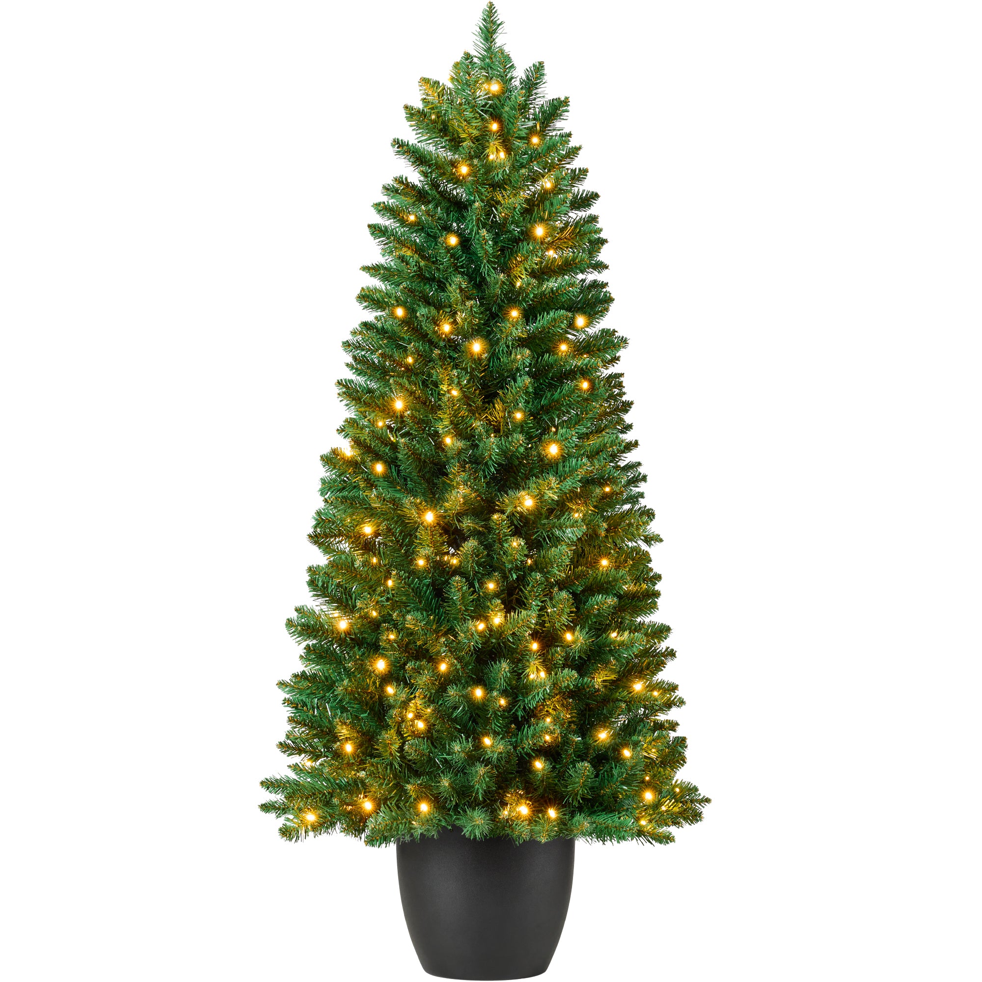 Pre-Lit Potted Christmas Tree w/ Twinkling White LEDs