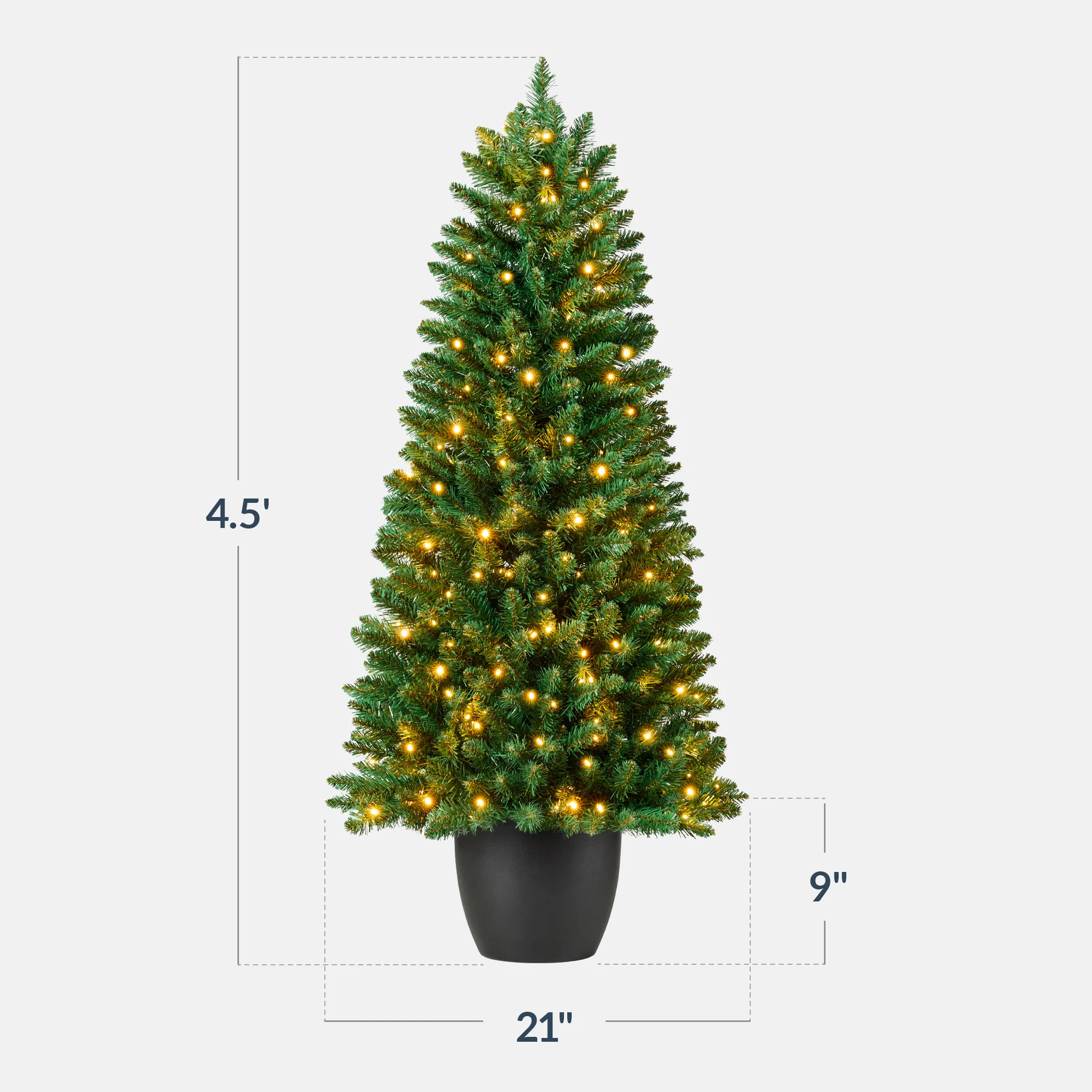 Pre-Lit Potted Christmas Tree w/ Twinkling White LEDs - Image 2