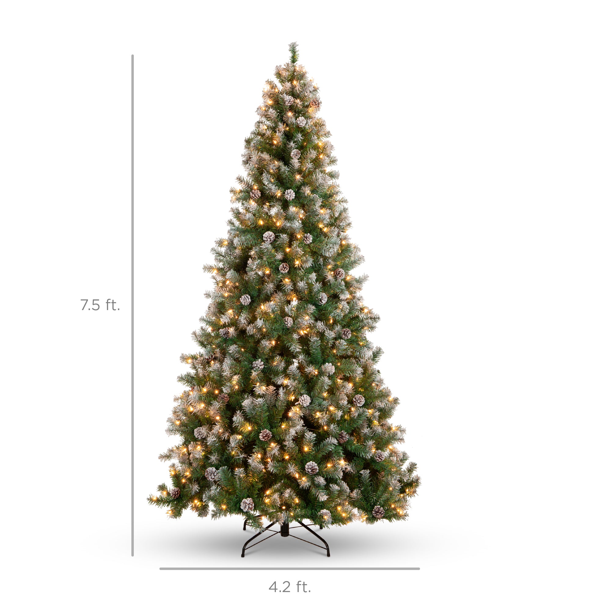 Pre-Lit Pre-Decorated Christmas Tree w/ Flocked Tips, Pinecones - Image 7