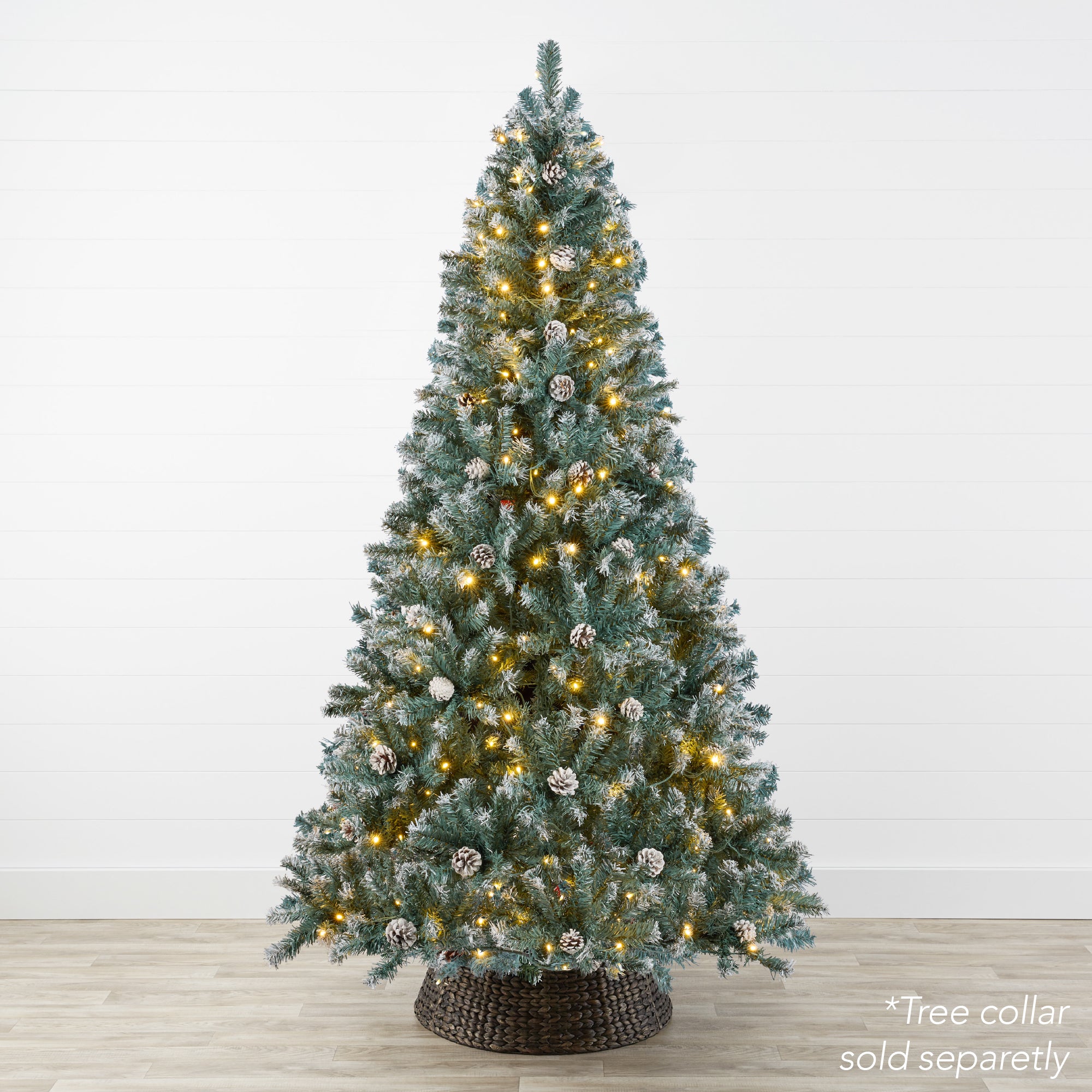 Pre-Lit Pre-Decorated Christmas Tree w/ Flocked Tips, Pinecones - Image 8