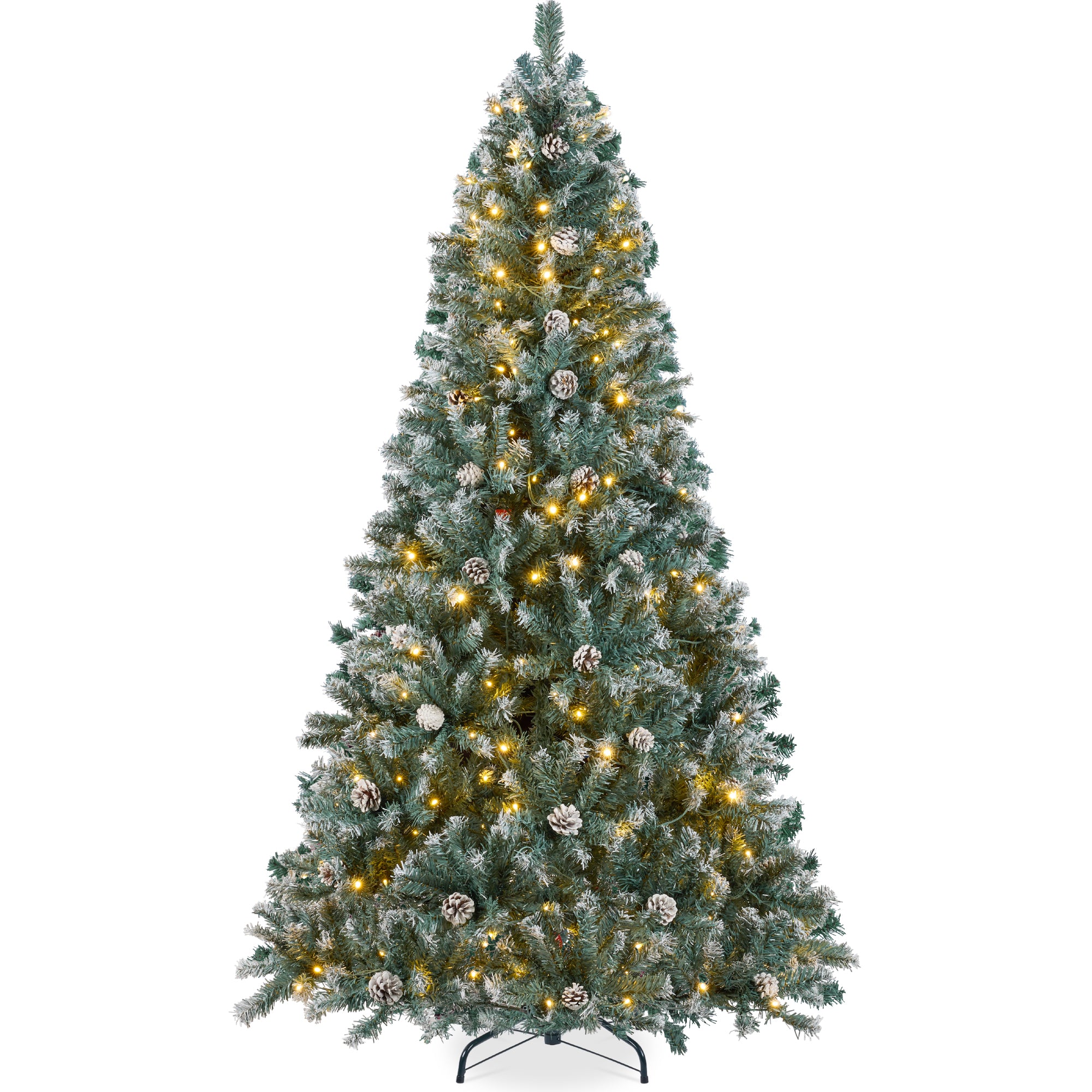 Pre-Lit Pre-Decorated Christmas Tree w/ Flocked Tips, Pinecones - Image 9