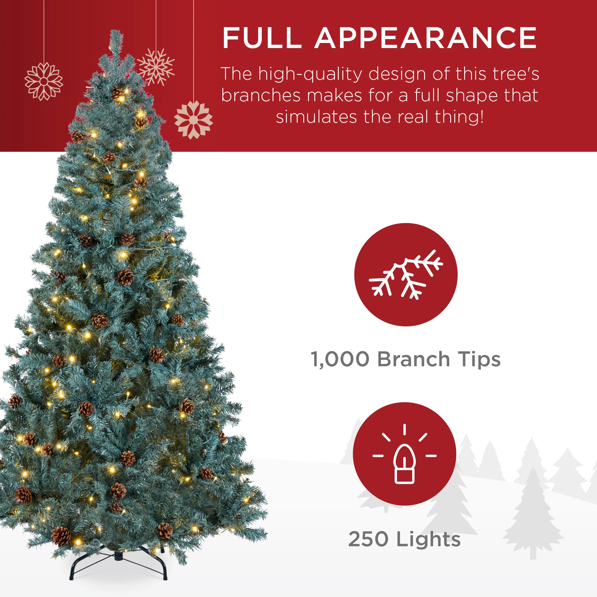 Pre-Lit Pre-Decorated Christmas Tree w/ Pinecones - Image 13