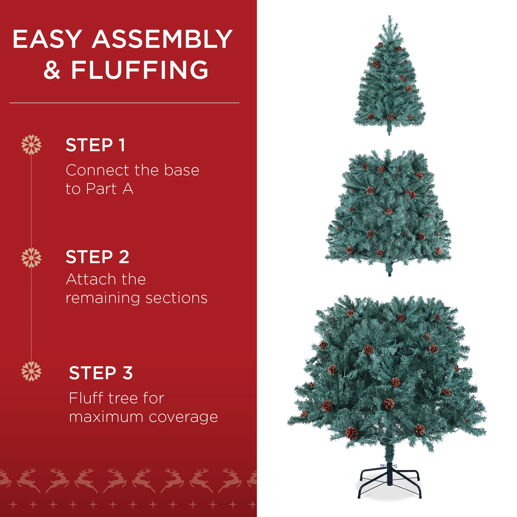 Pre-Lit Pre-Decorated Christmas Tree w/ Pinecones - Image 22