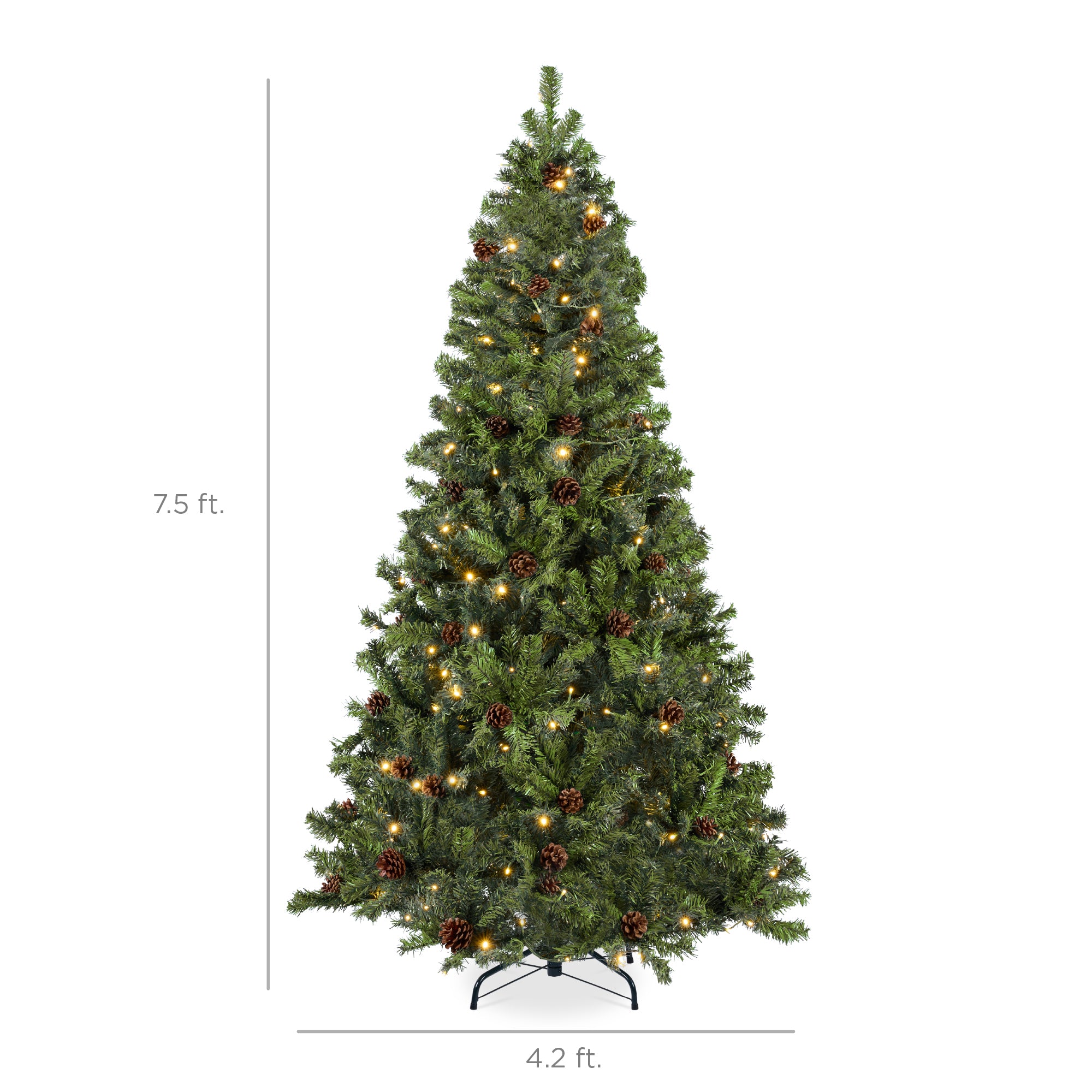Pre-Lit Pre-Decorated Christmas Tree w/ Pinecones - Image 10