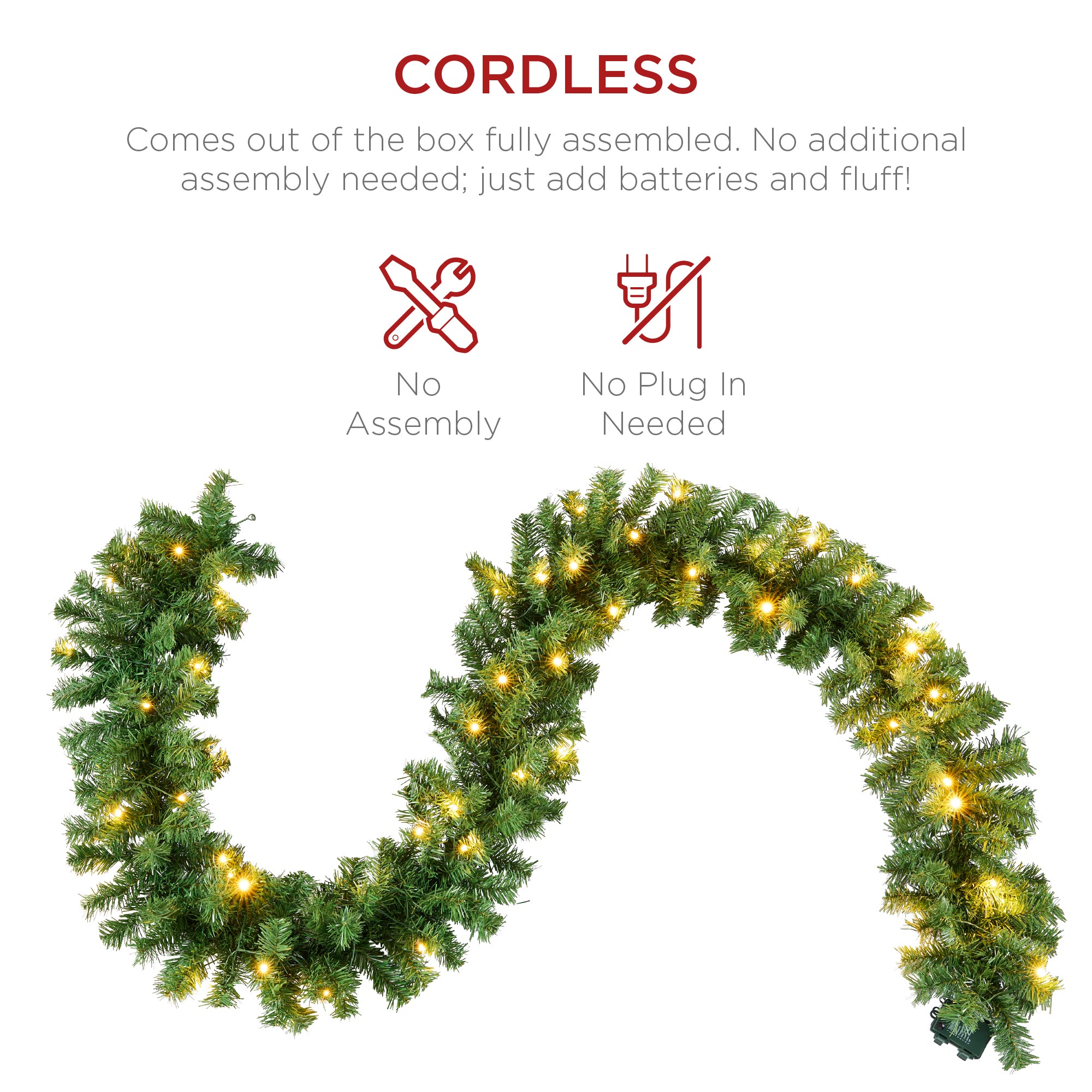 9Ft Pre-Lit Christmas Garland W/ 2-In-1 Led Lights - Image 50