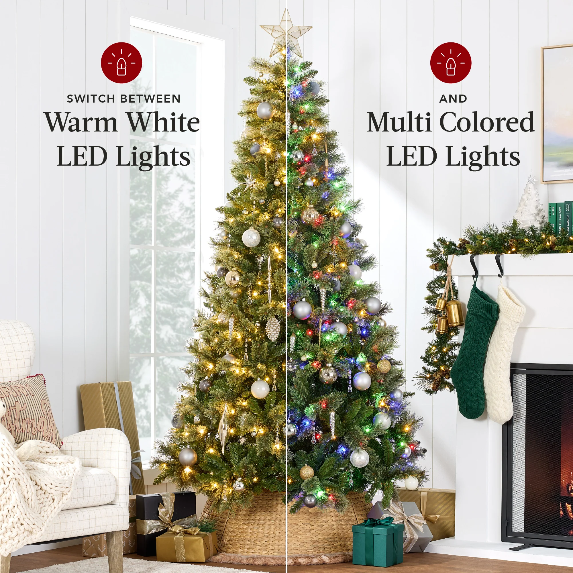 Pre-Lit Premium Cashmere Christmas Tree w/ Cordless Connection, LED Lights - Image 13