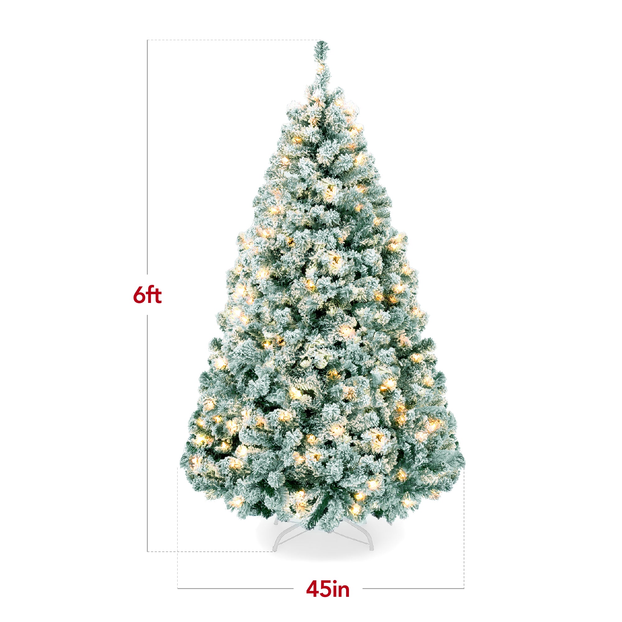 Pre-Lit Sage Green Flocked Artificial Pine Christmas Tree w/ White Lights - Image 26