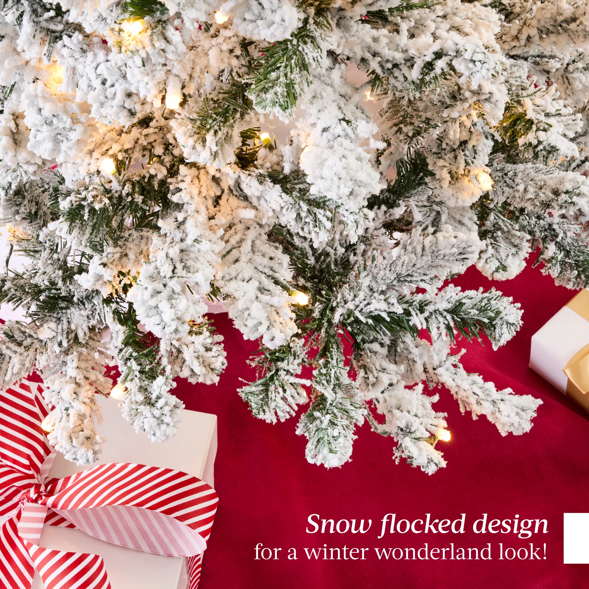 Pre-Lit Snow Flocked Artificial Pine Christmas Tree w/ Warm White Lights - Image 14