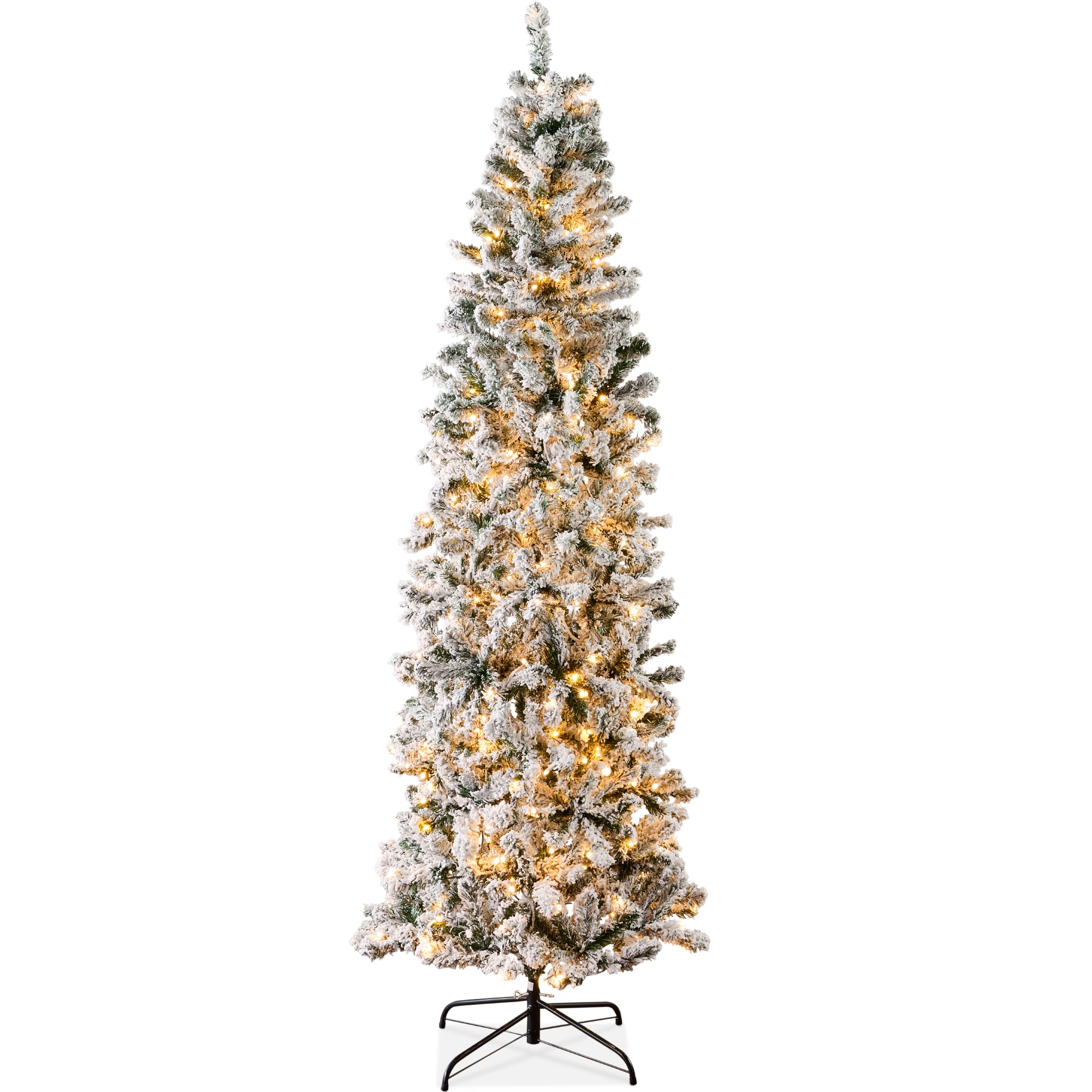 Pre-Lit Snow Flocked Artificial Pencil Christmas Tree - Image 33