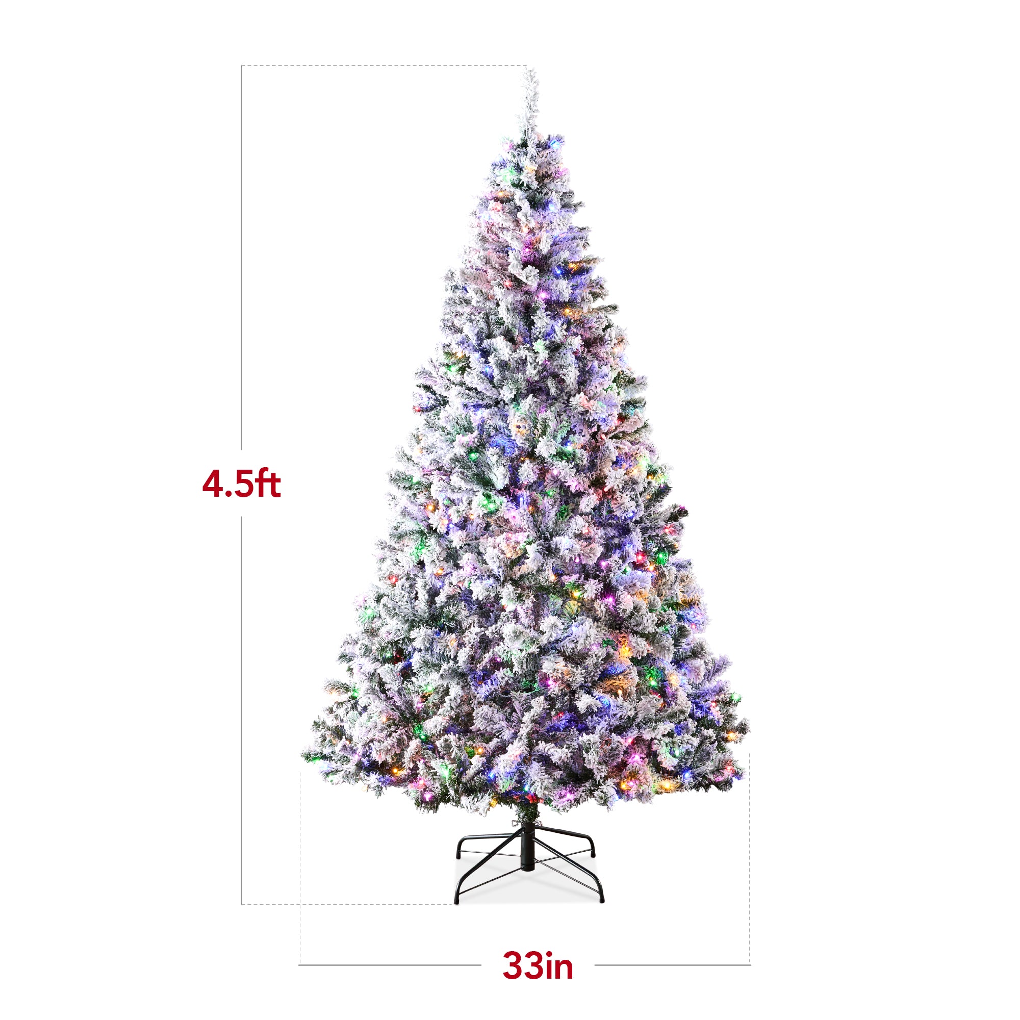 Pre-Lit Snow Flocked Artificial Pine Christmas Tree w/ Multicolored Lights - Image 34