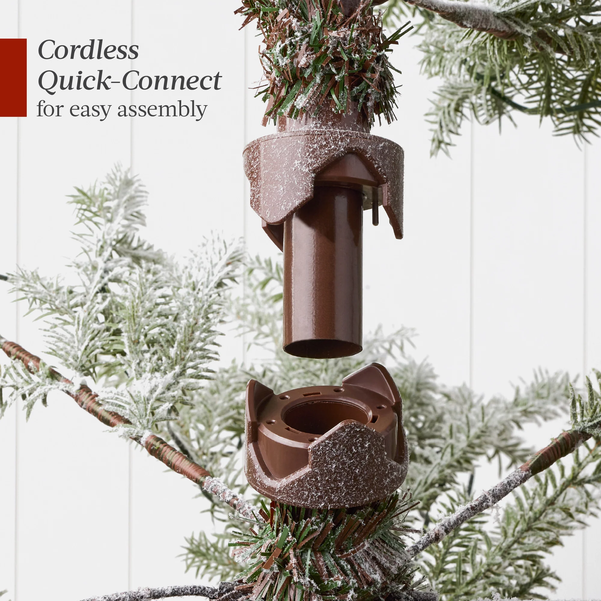 Green Pre-Lit Sparse Flocked Christmas Tree w/ 2-in-1 LEDs, Cordless Connection - Image 44