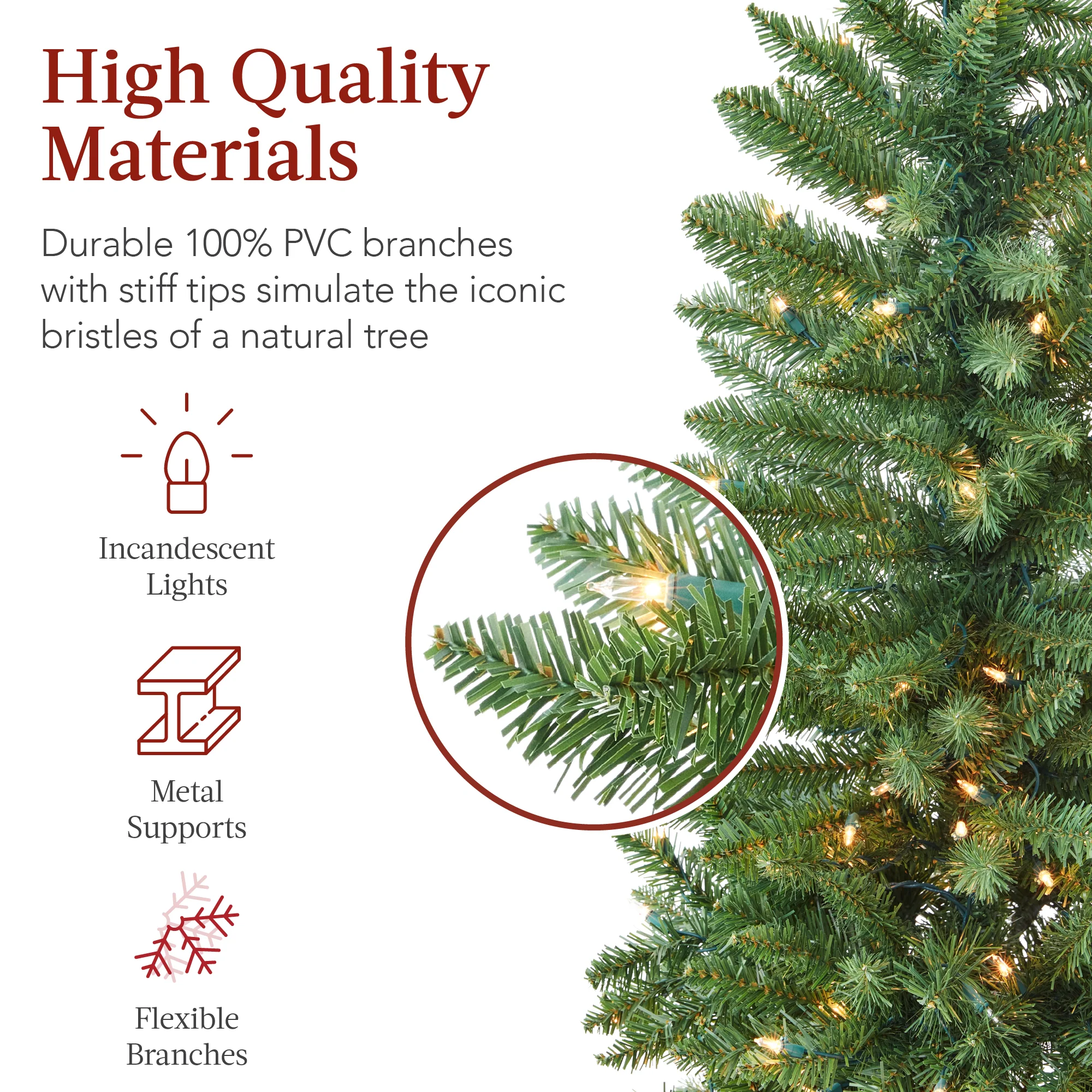 Prelit Spruce Pencil Christmas Tree w/ Incandescent Lights - Image 3