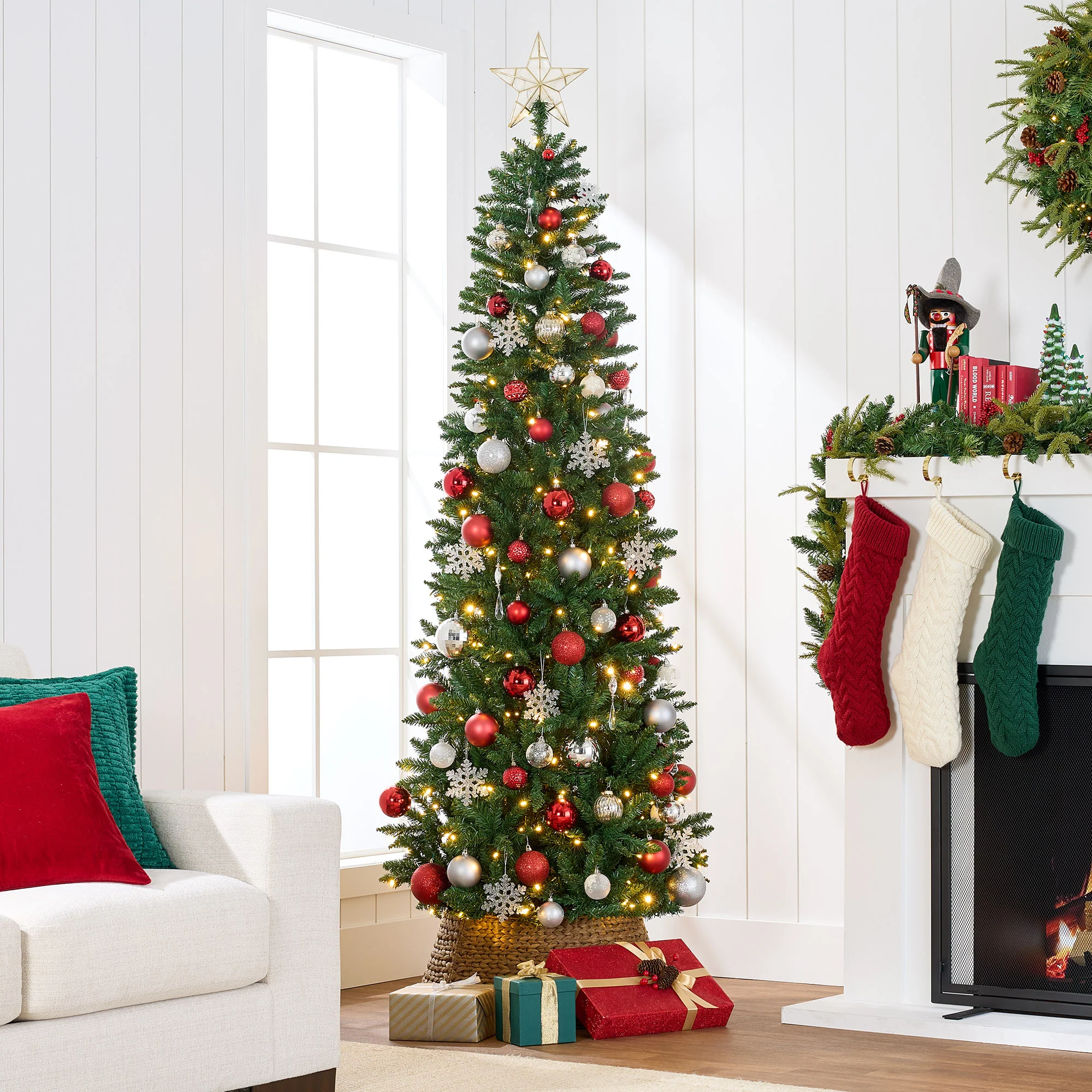 Prelit Spruce Pencil Christmas Tree w/ Incandescent Lights - Image 30