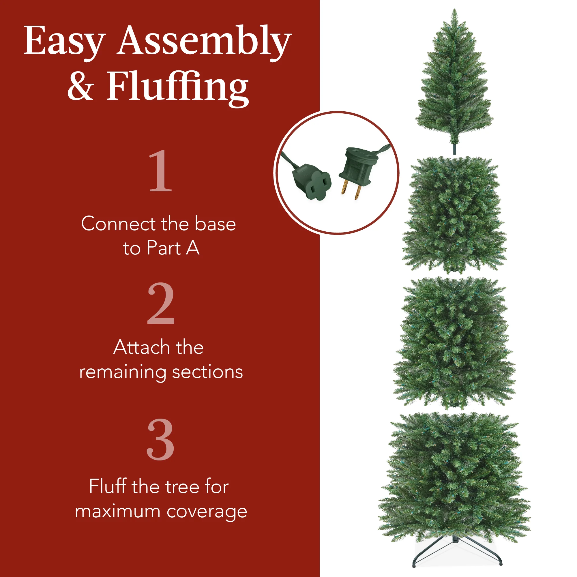 Prelit Spruce Pencil Christmas Tree w/ Incandescent Lights - Image 4
