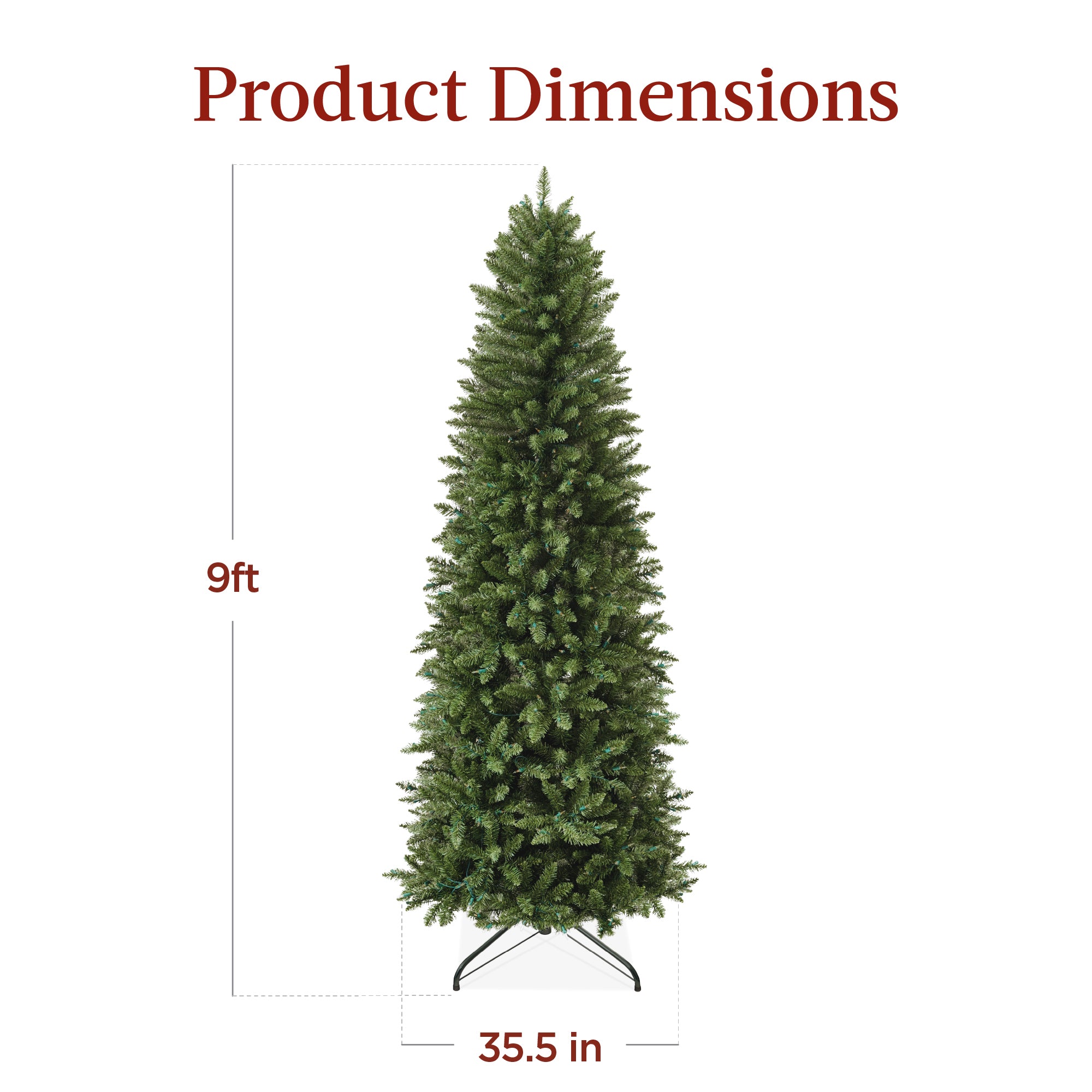 Prelit Spruce Pencil Christmas Tree w/ Incandescent Lights - Image 7