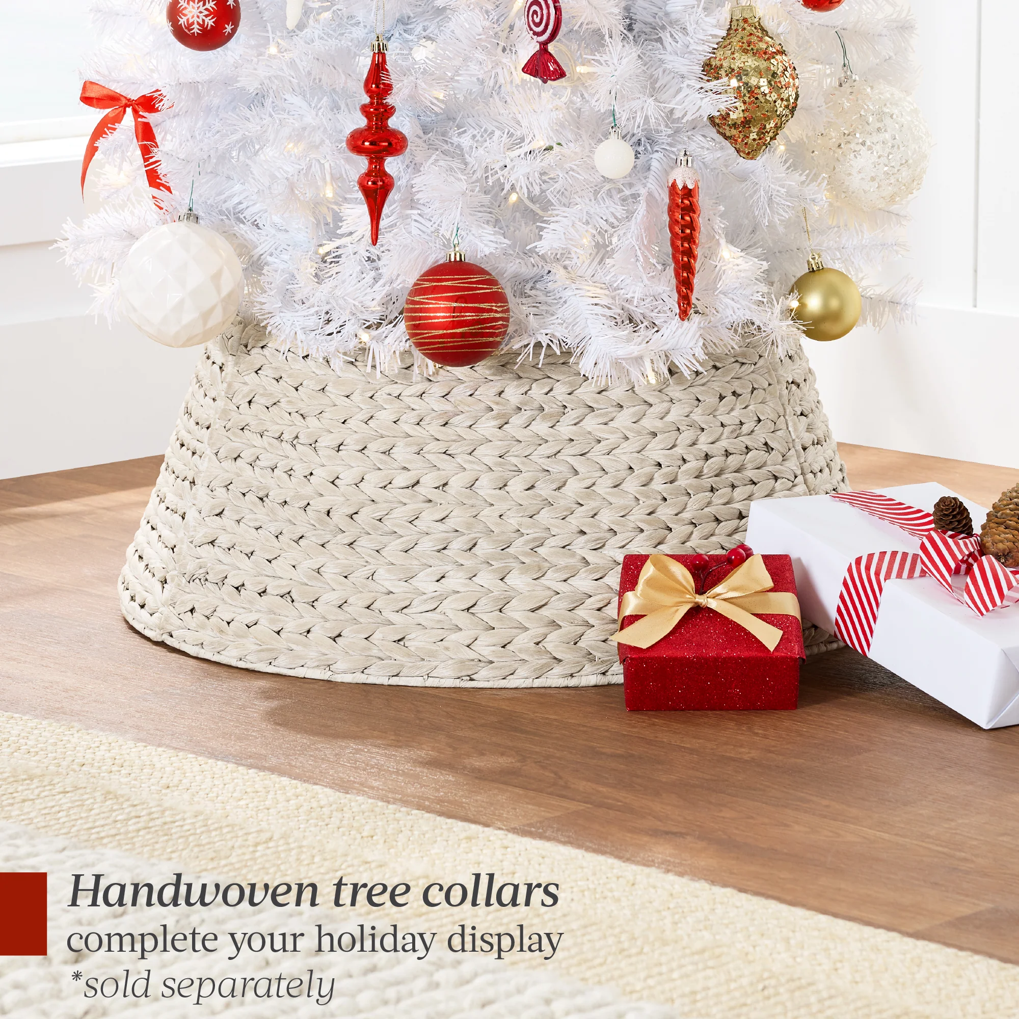 Pre-Lit White Pencil Christmas Tree w/ Metal Base, Incandescent Lights - Image 31