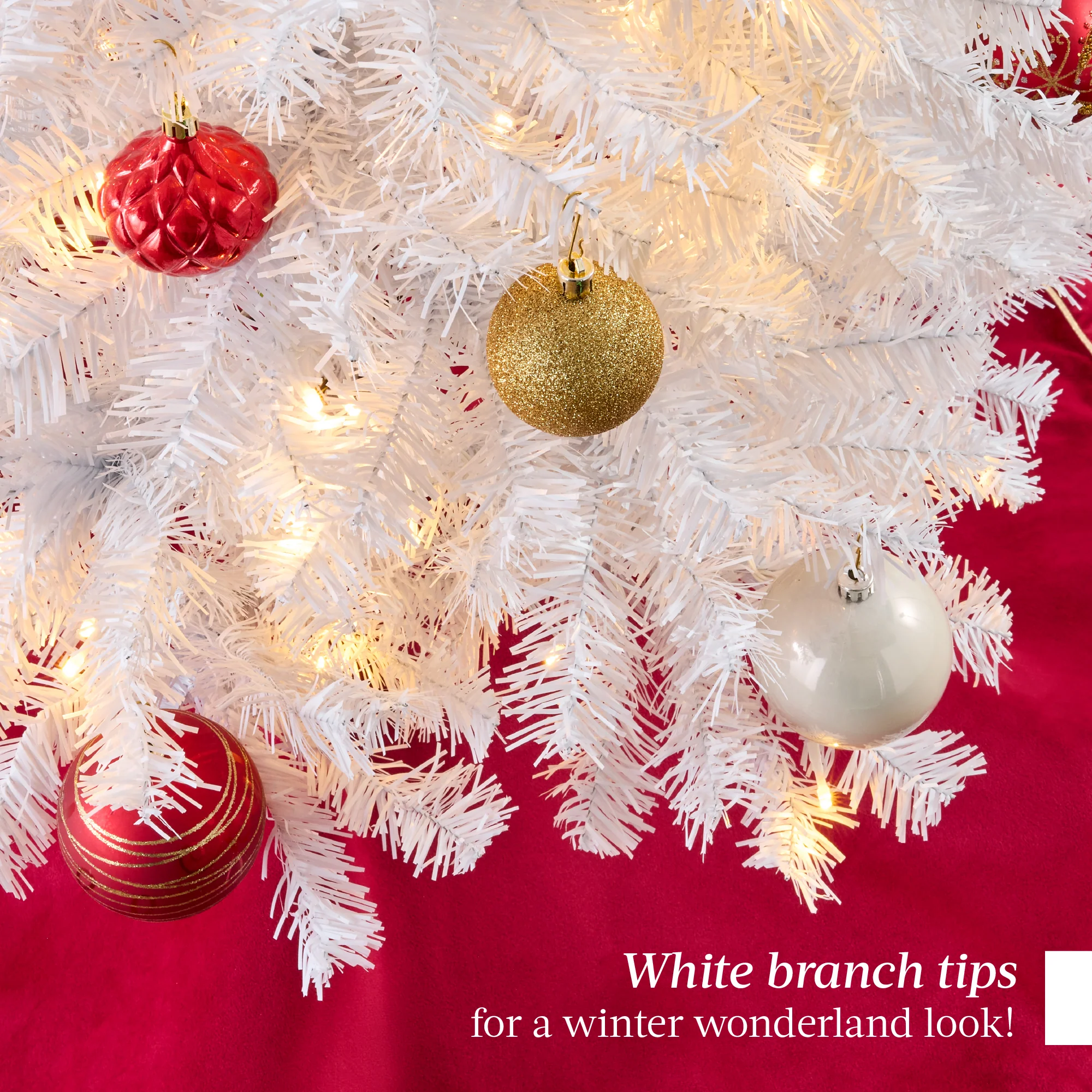 Pre-Lit White Pencil Christmas Tree w/ Metal Base, Incandescent Lights - Image 5