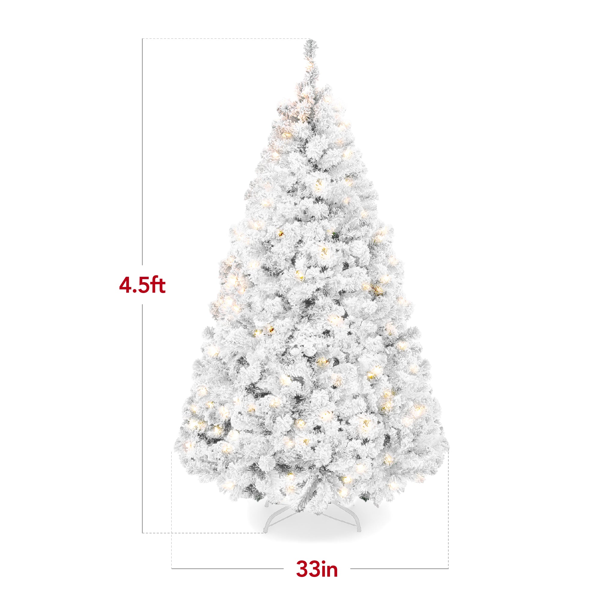 Pre-Lit White Snow Flocked Artificial Pine Christmas Tree w/ 2-in-1 Lights - Image 17
