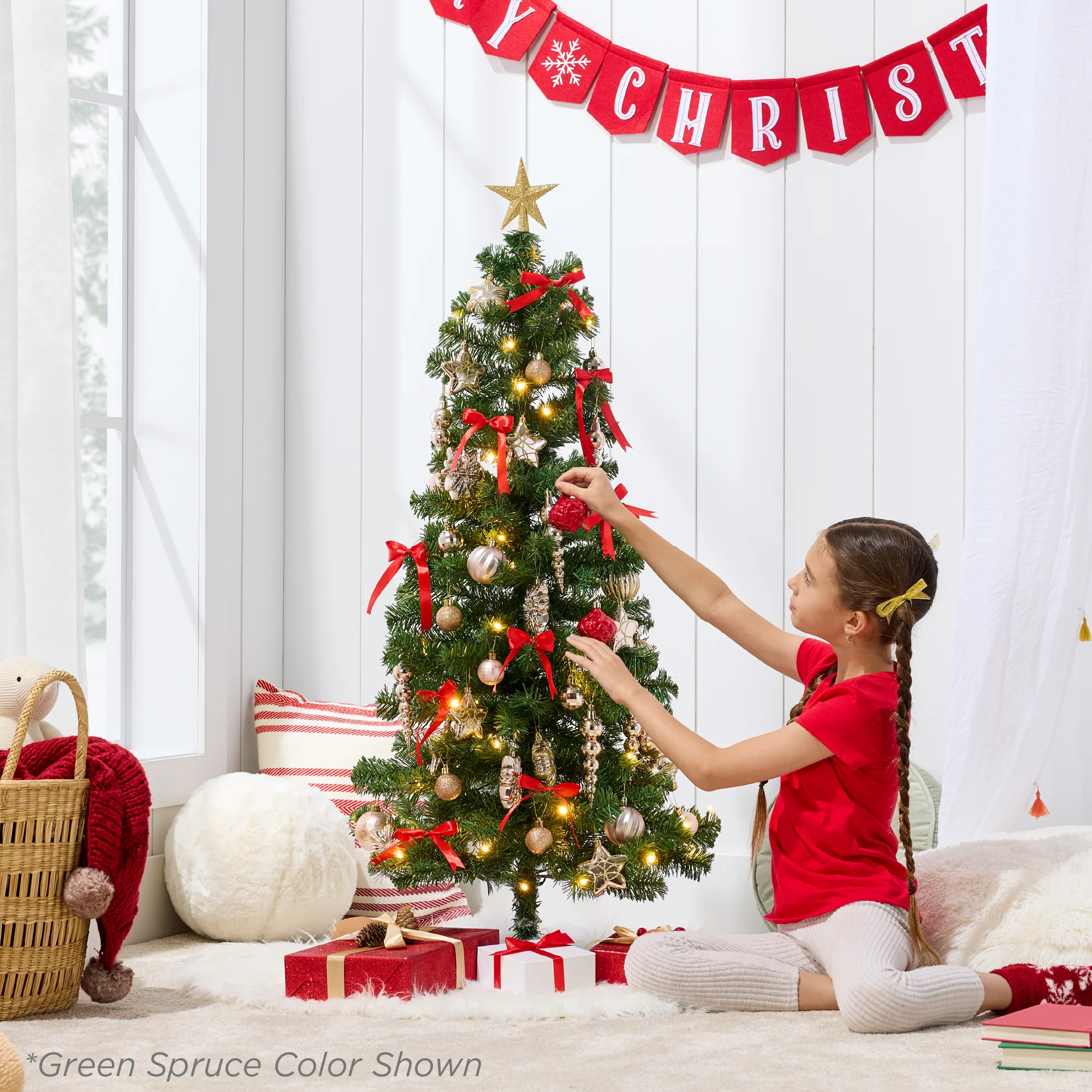 Prelit Colorful Mini Spruce Christmas Tree w/ LED Lights - 4ft - Image 59